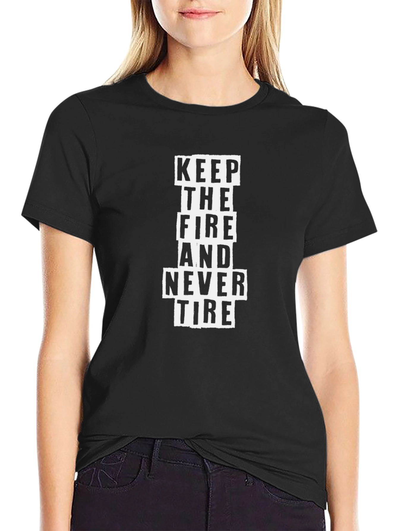Black Keep the Fire Graphic Tee - Black Cotton Comfort view 2