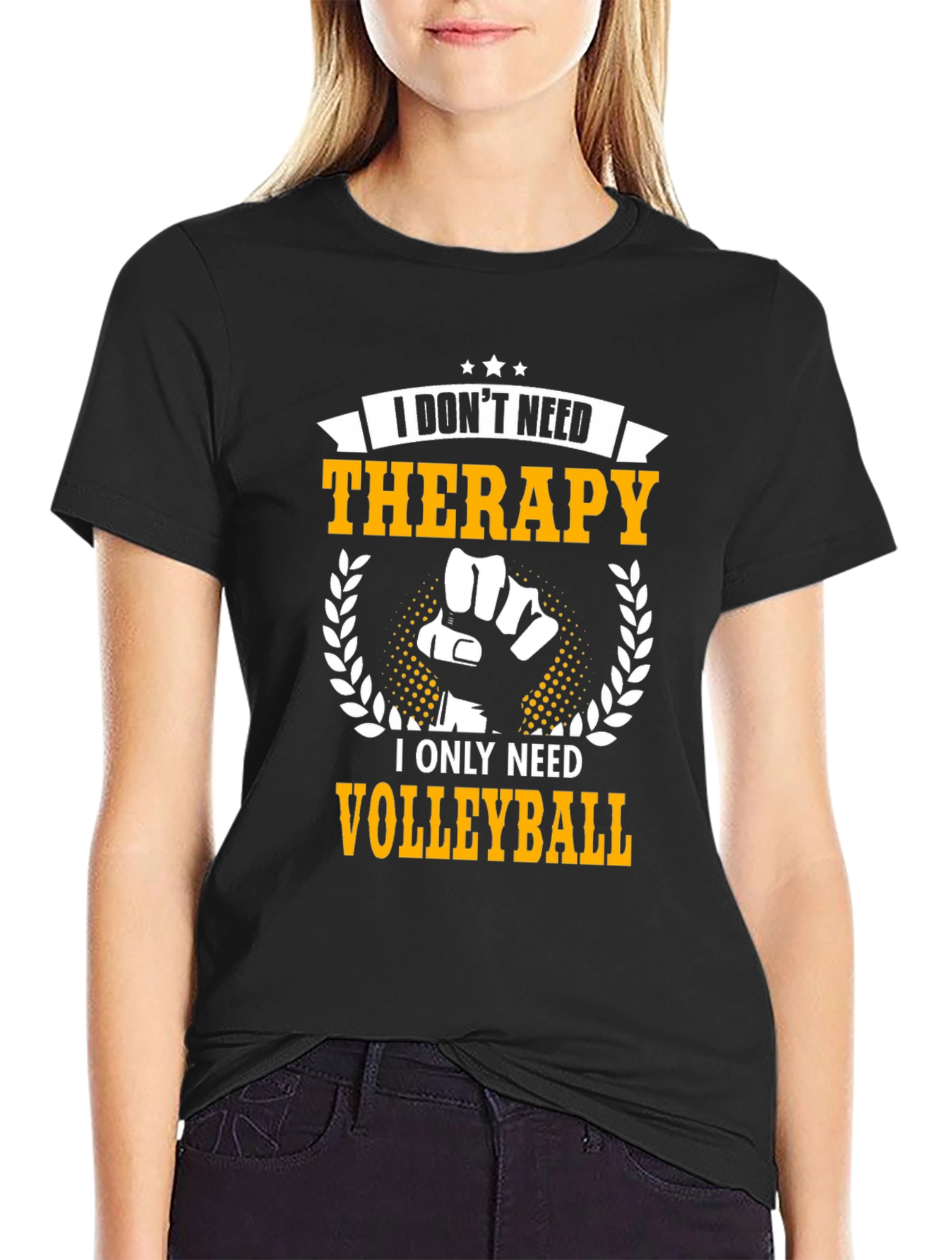 Black Volleyball Therapy T-Shirt view 2