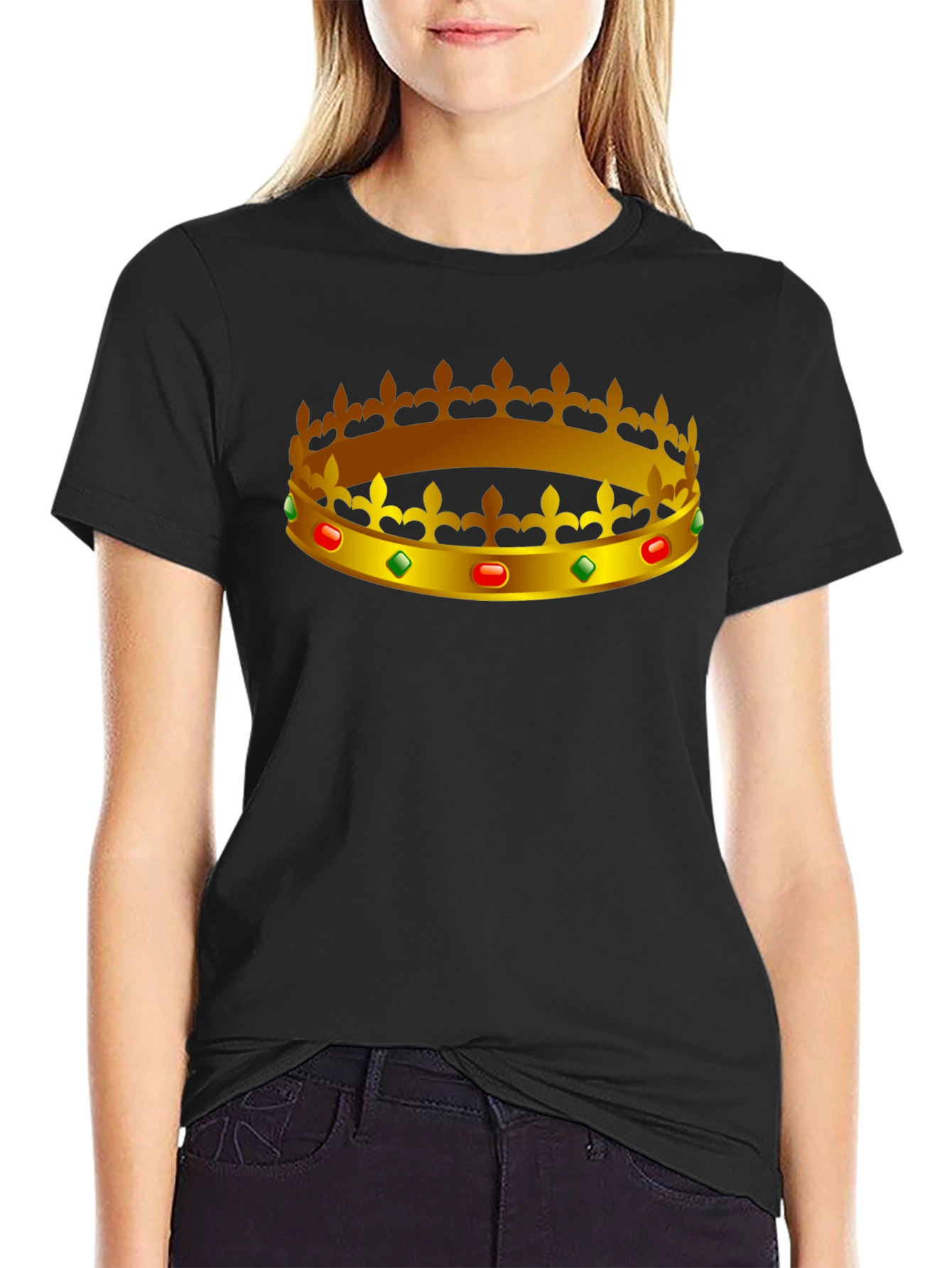 Black Regal Crown Graphic Tee - King/Queen Style view 2