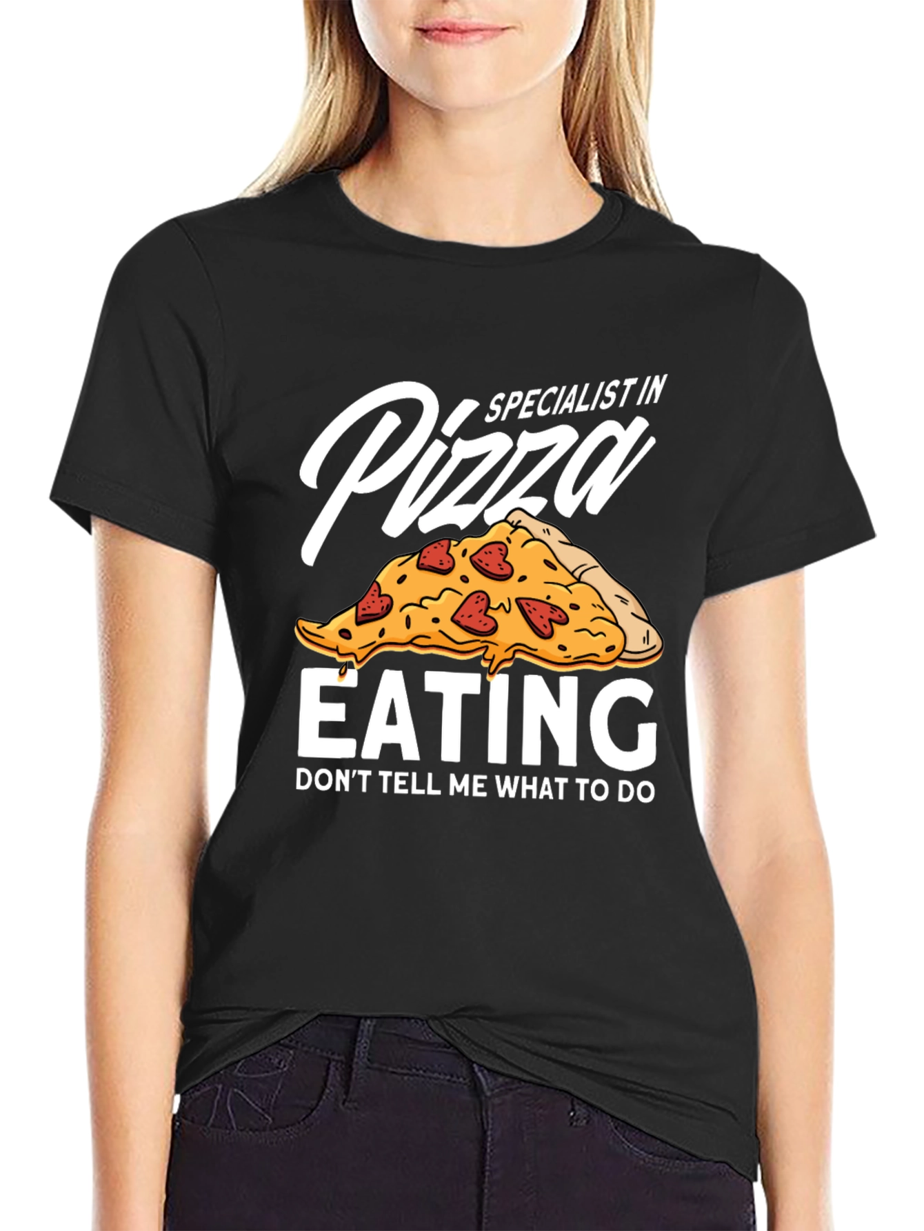 Black Pizza Eating Specialist Graphic T-Shirt view 2