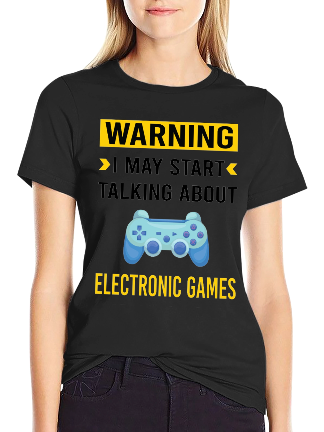 Black Warning Electronic Games T-Shirt view 2