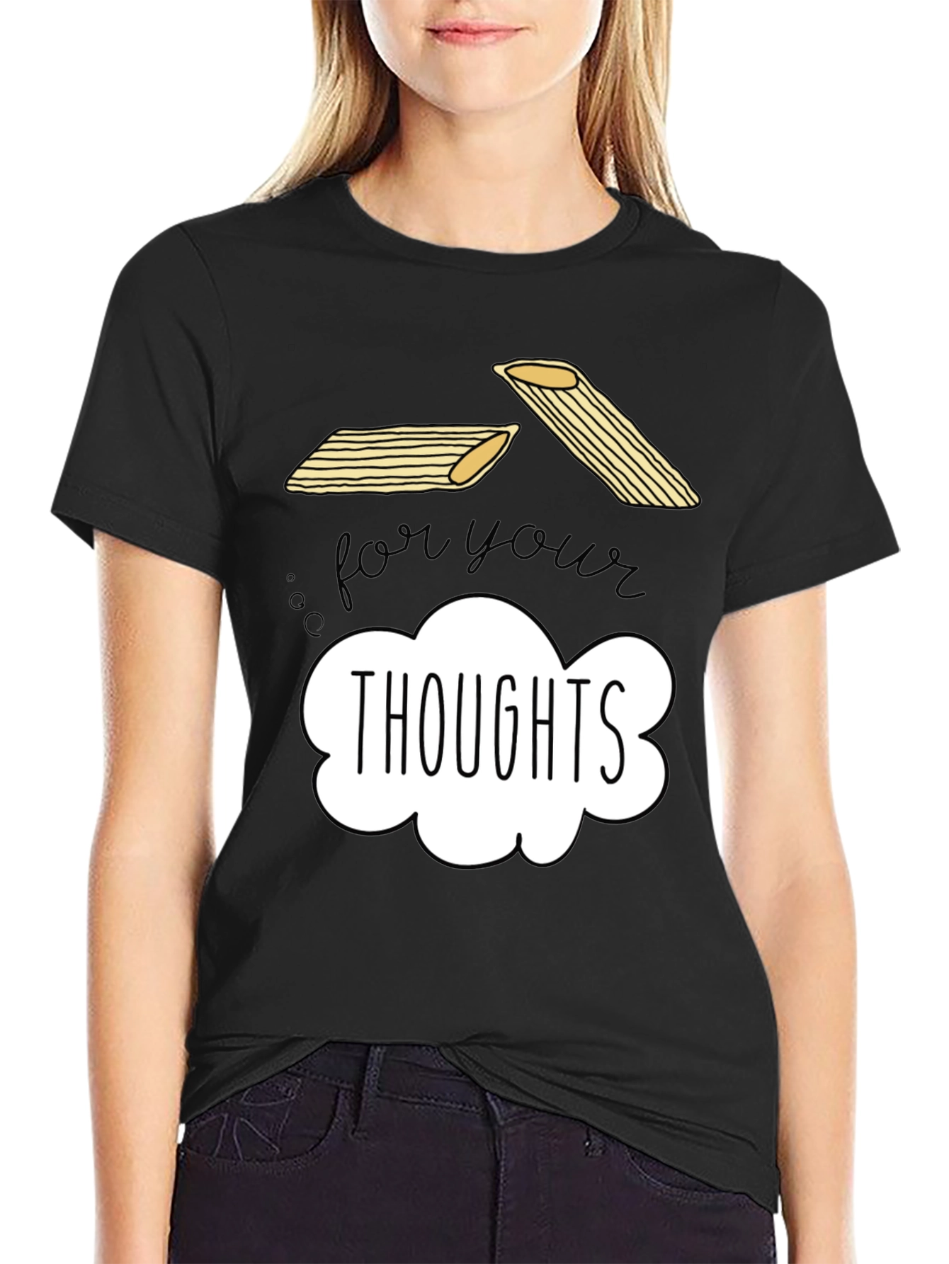 Black Pasta for Your Thoughts Graphic Tee view 2