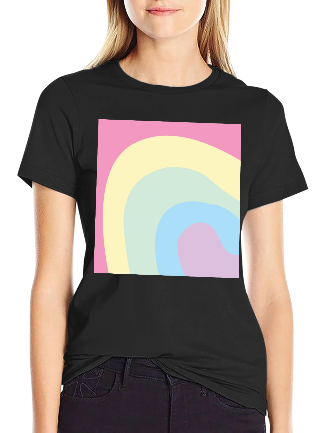 Black Pastel Wave Tee - Modern Graphic Comfort view 2