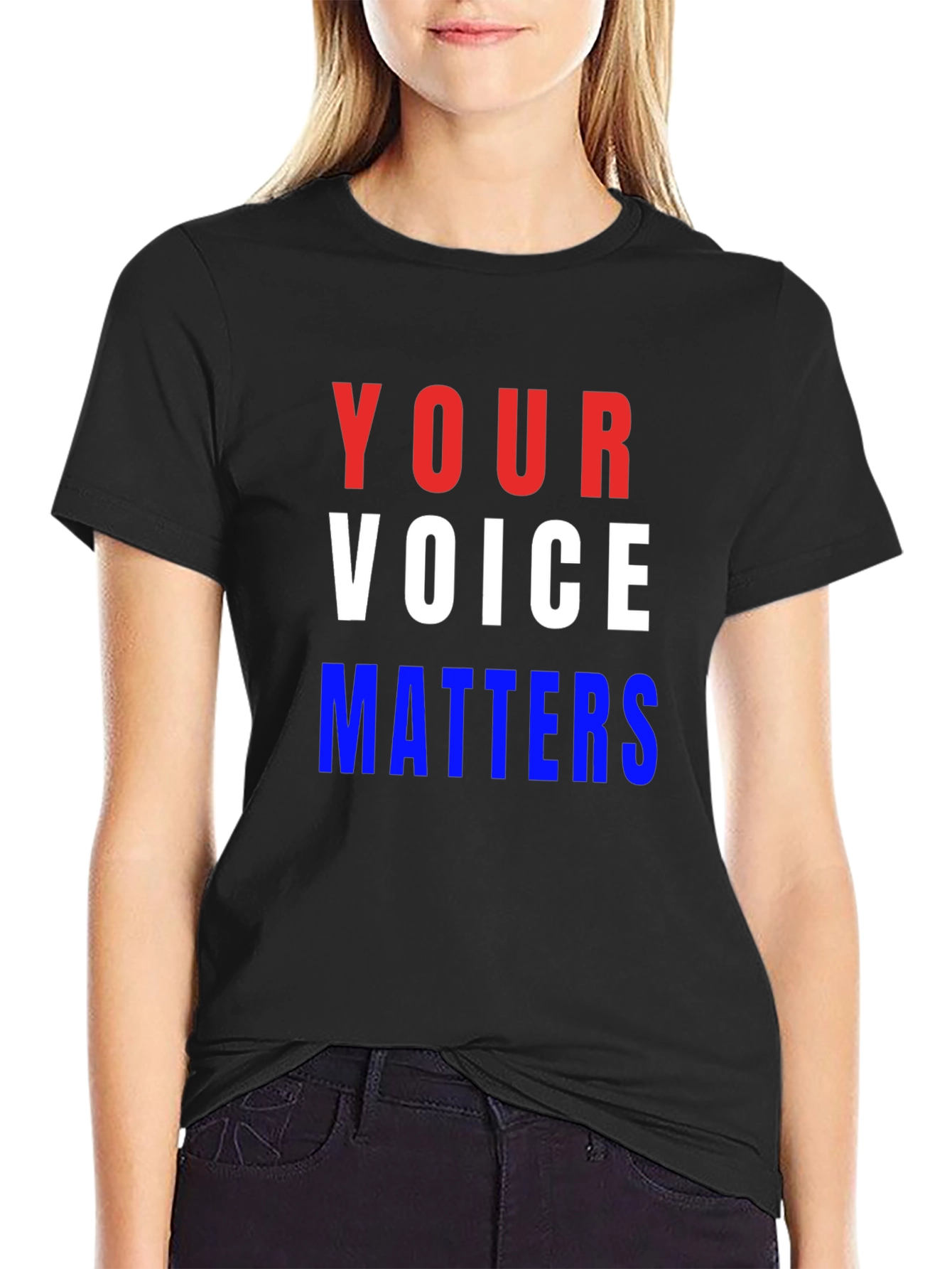 Black Your Voice Matters Graphic Tee - Patriotic T-Shirt view 2