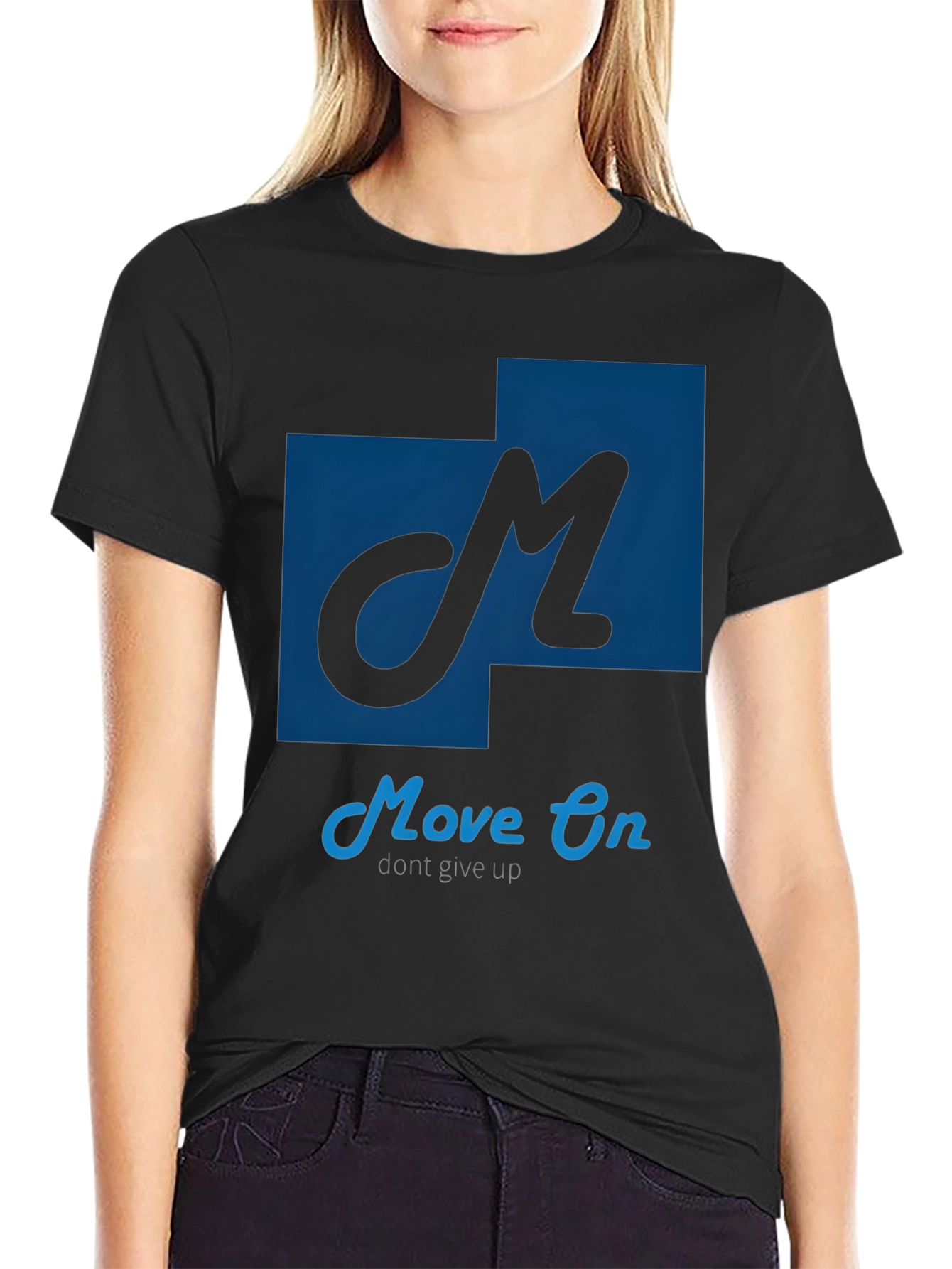 Black Move On Graphic T-Shirt - Motivational Design view 2