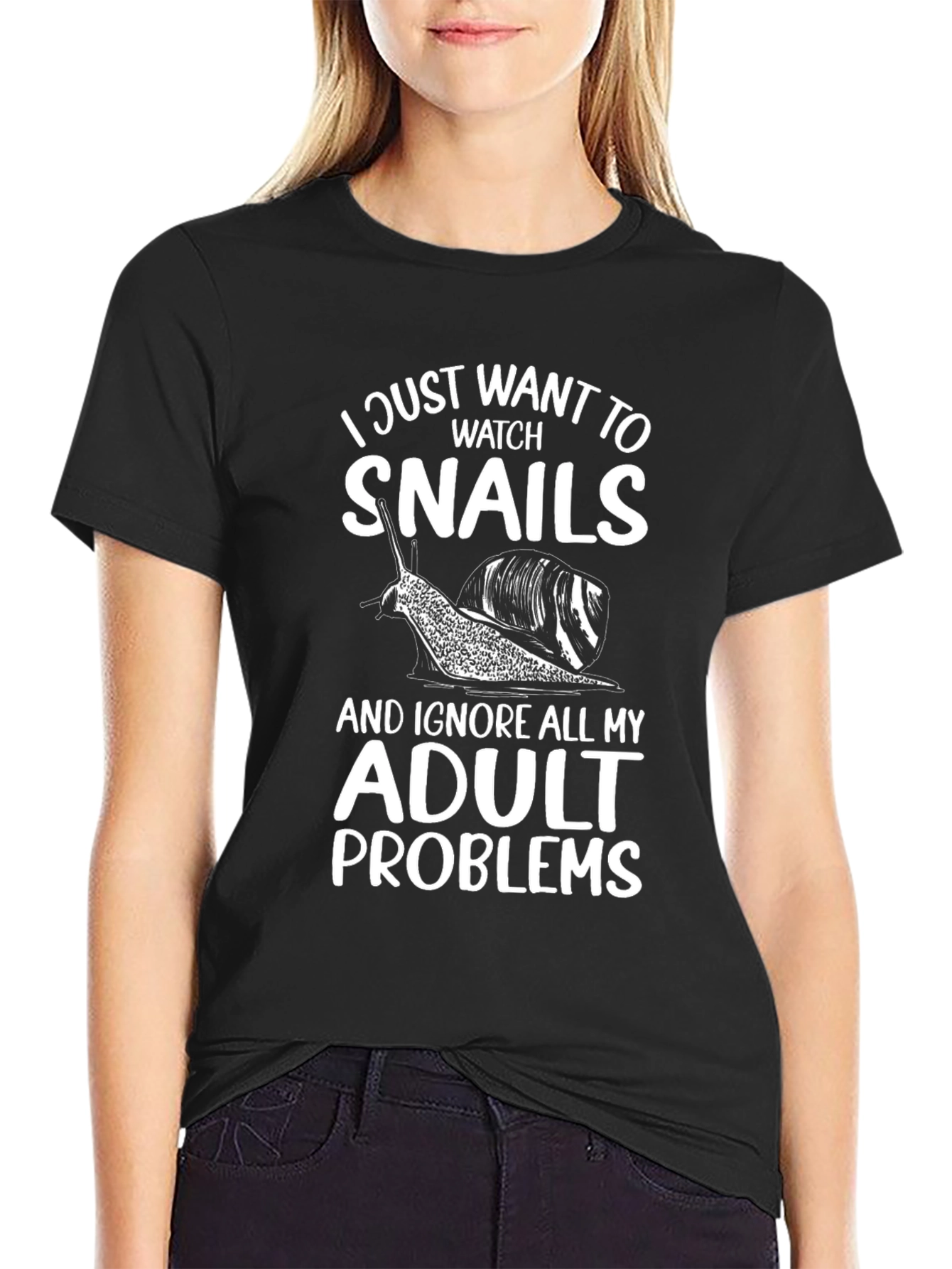 Black I Just Want to Watch Snails T-Shirt view 2