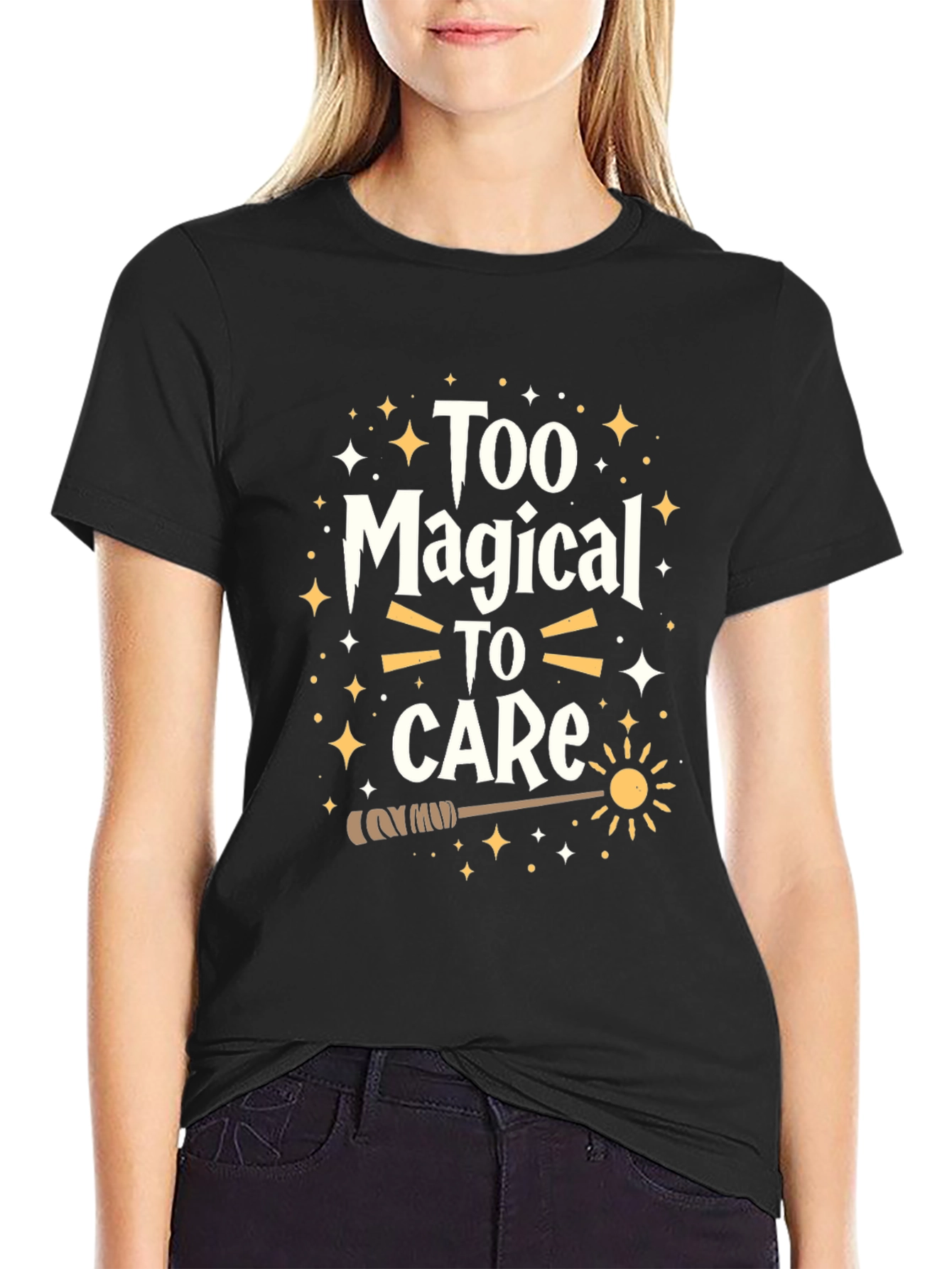 Black Magical Graphic Tee - Too Magical To Care Black T-Shirt view 2