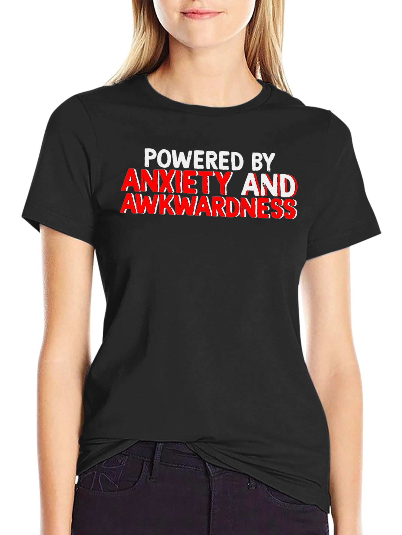 Black Anxiety & Awkwardness T-Shirt - Funny Slogan Tee view 2