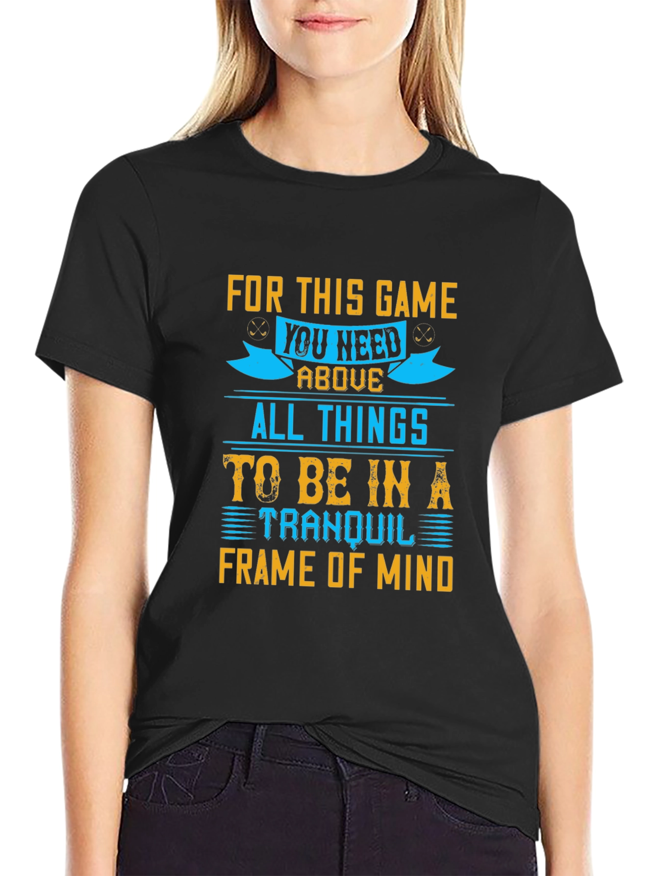 Black Tranquil Mind Game T-Shirt - Soft Black Cotton Tee view 2