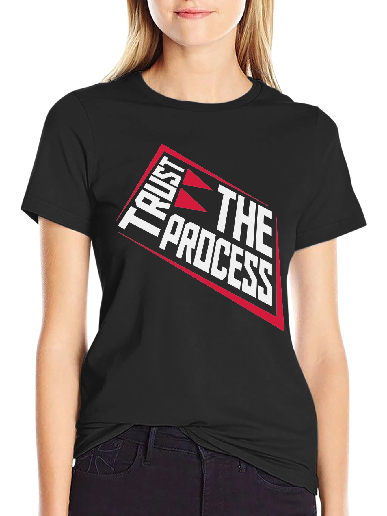 Black Trust The Process Graphic T-Shirt - Black Cotton Tee view 2