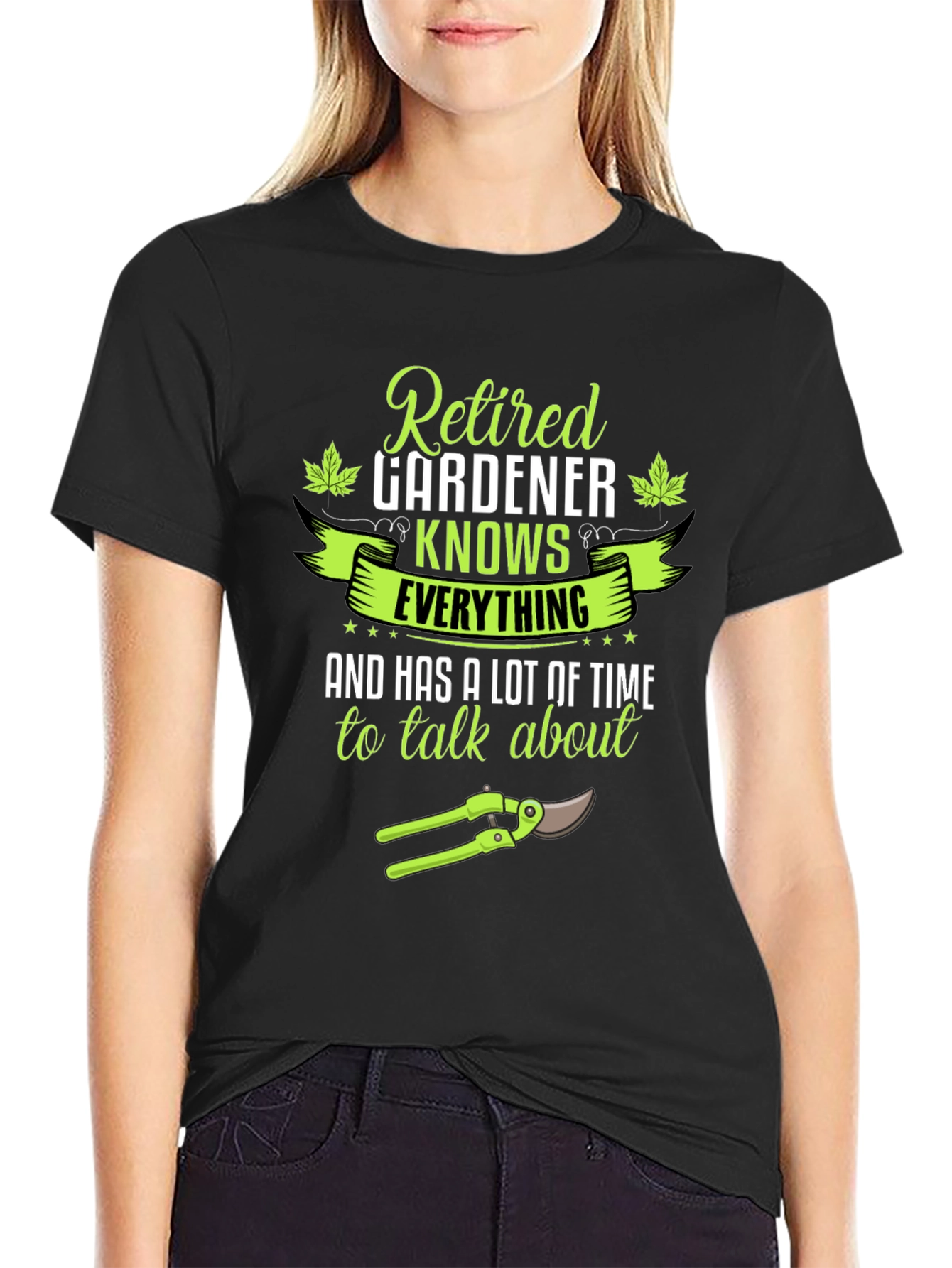 Black Retired Gardener T-Shirt - Knows Everything view 2