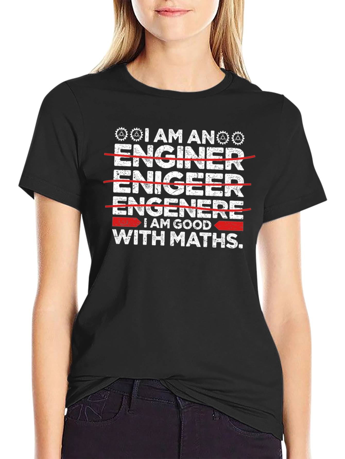 Black Engineer Math Skills T-Shirt view 2