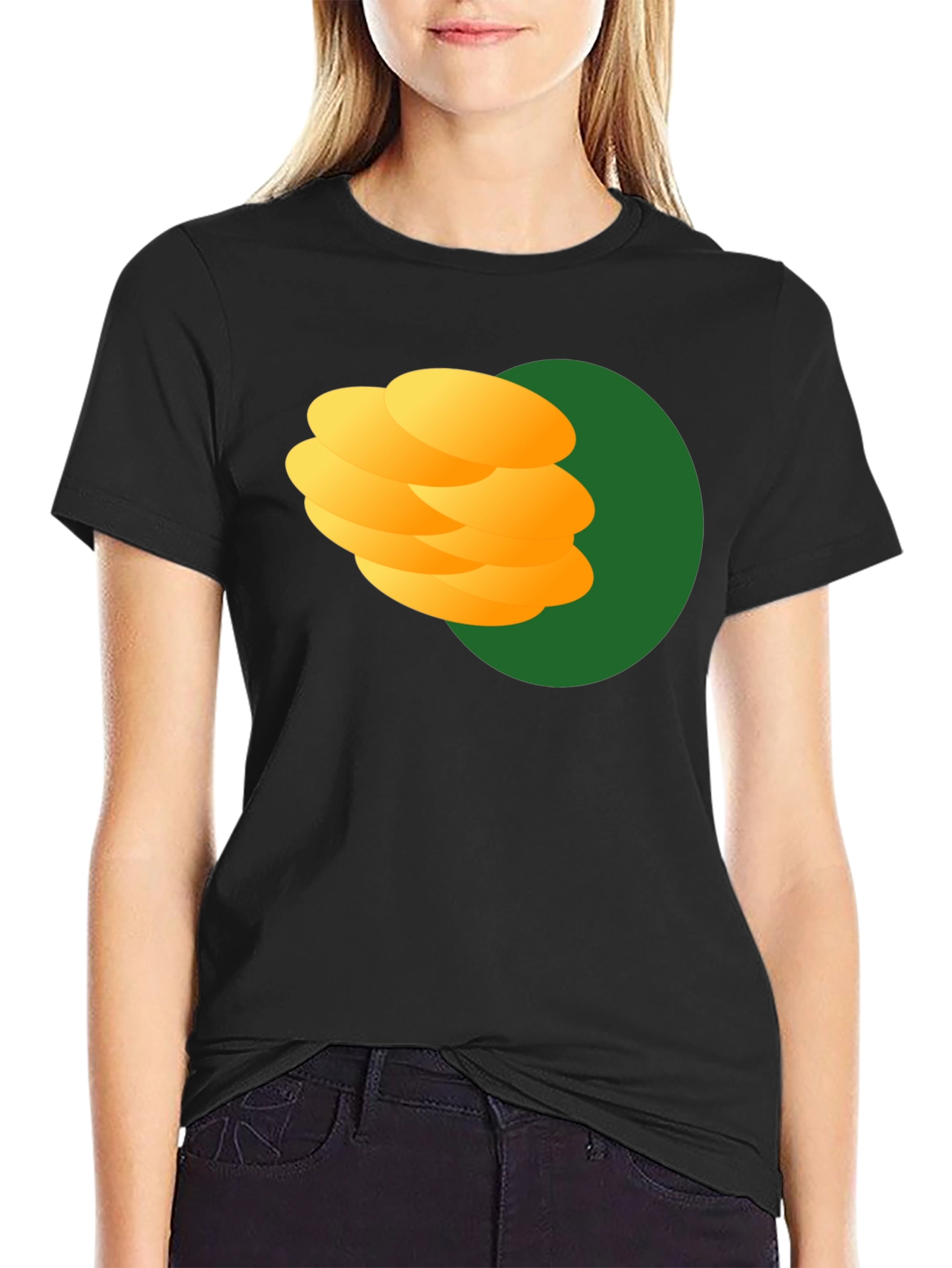Stack of Pancakes Graphic Black T-Shirt - 2