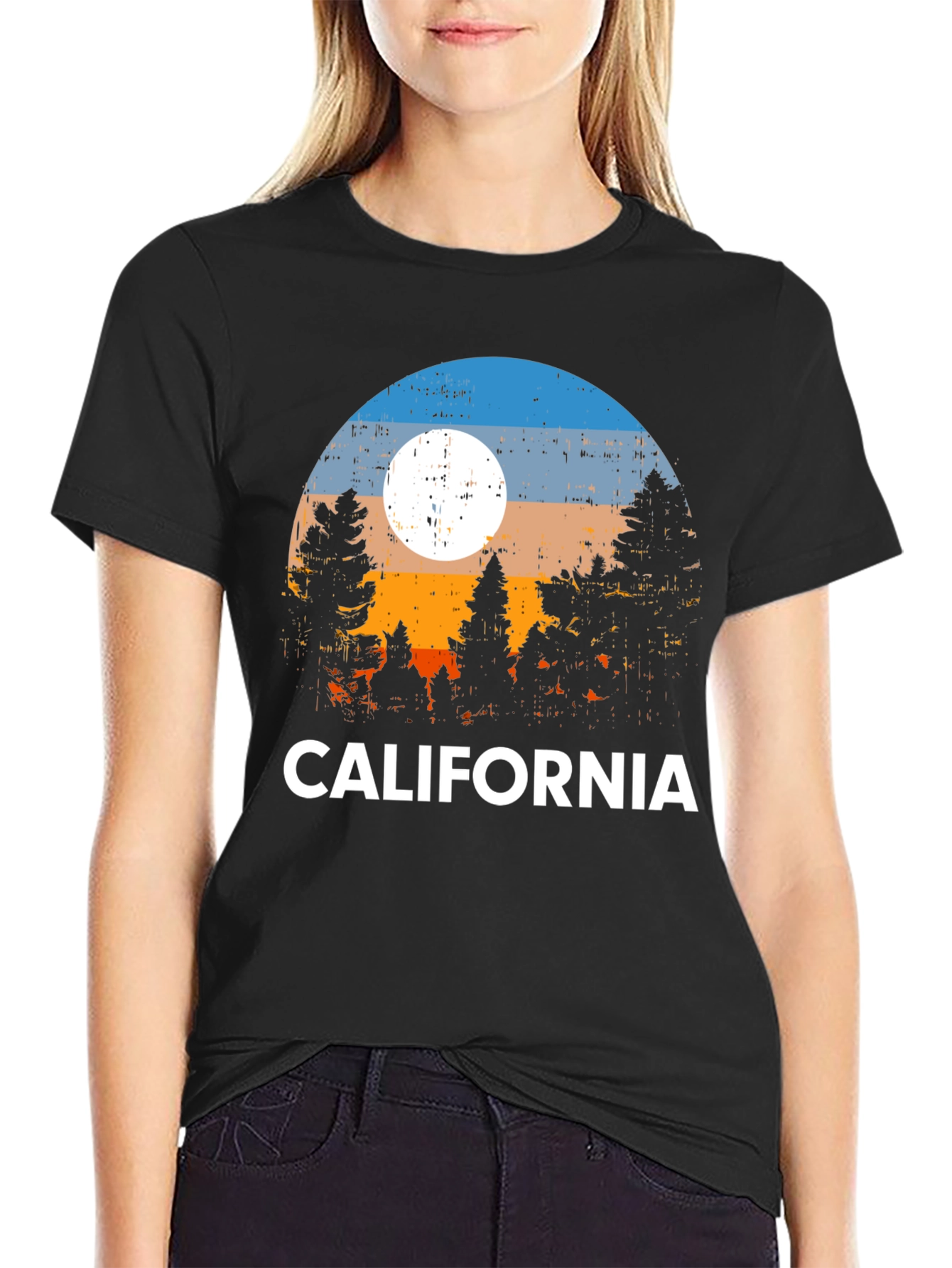 Black California Sunset Graphic T-Shirt view 2