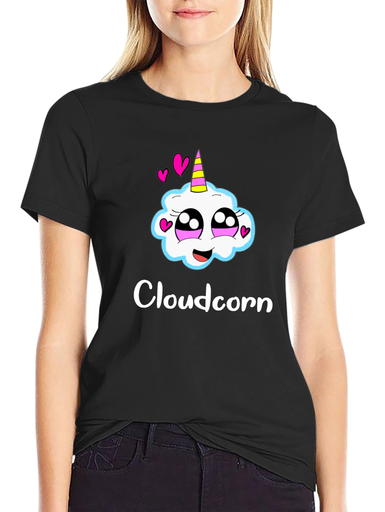 Black Cloudcorn Graphic T-Shirt - Black Cotton Blend view 2