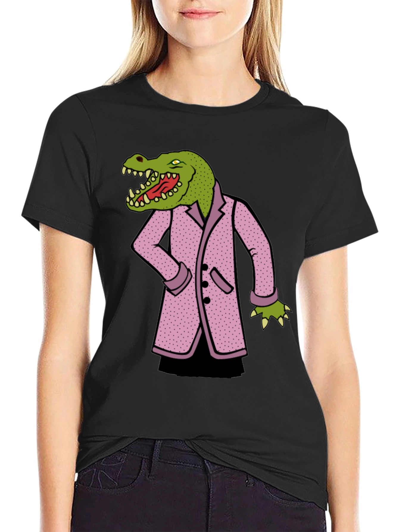 Black Gator in a Suit T-Shirt view 2