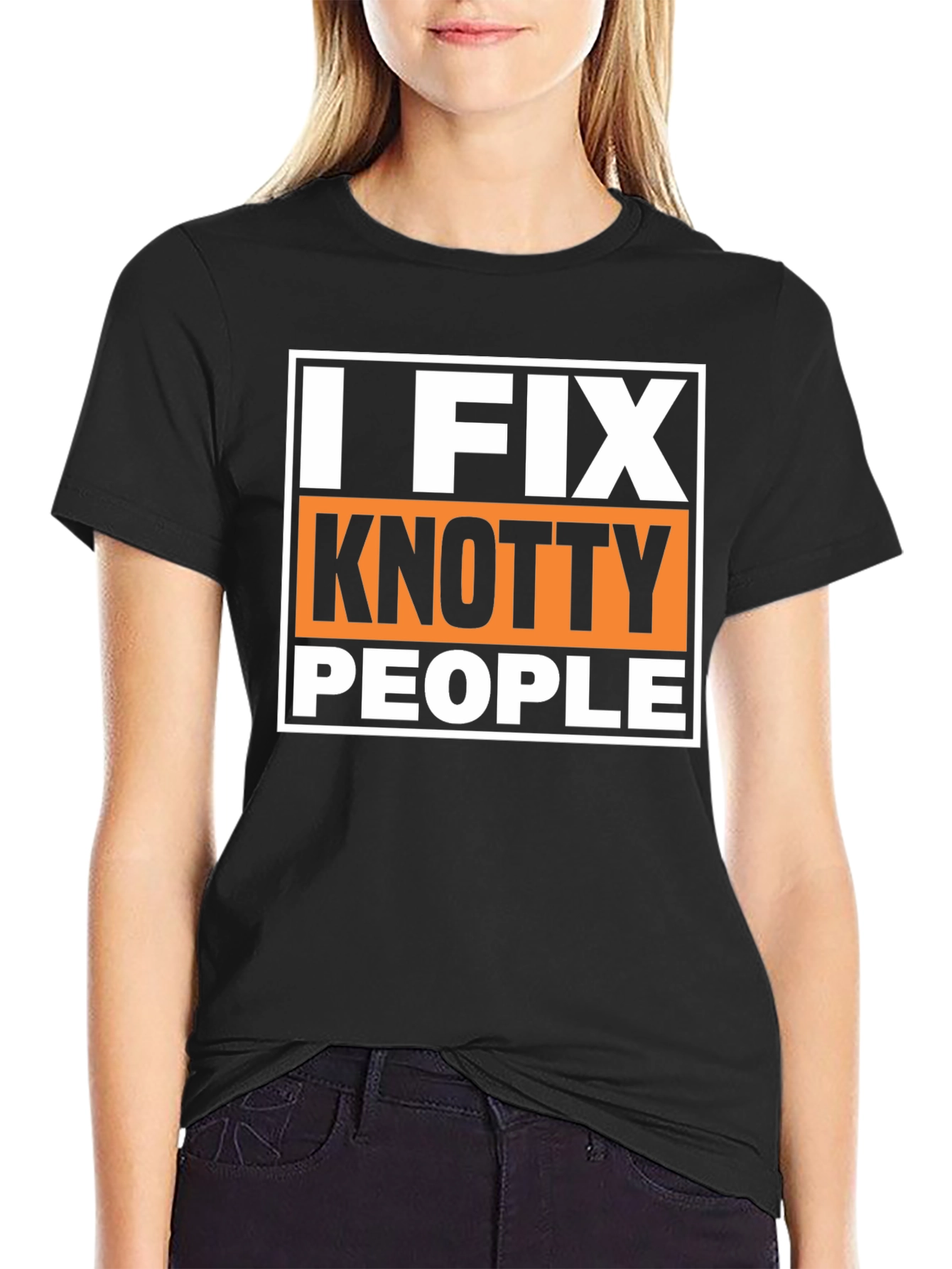 Black I Fix Knotty People Funny Graphic T-Shirt view 2