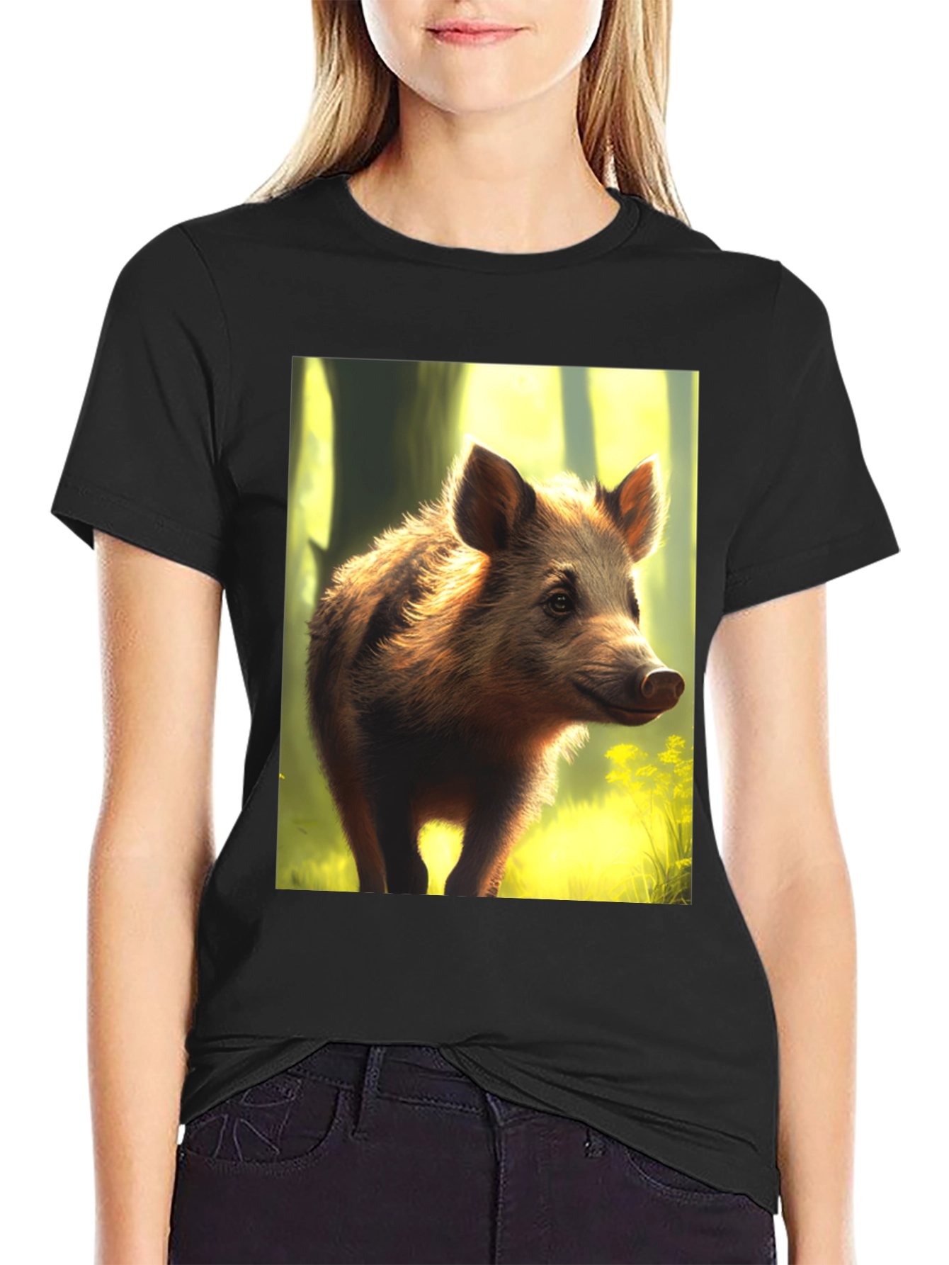 Black Wild Boar Graphic Tee view 2