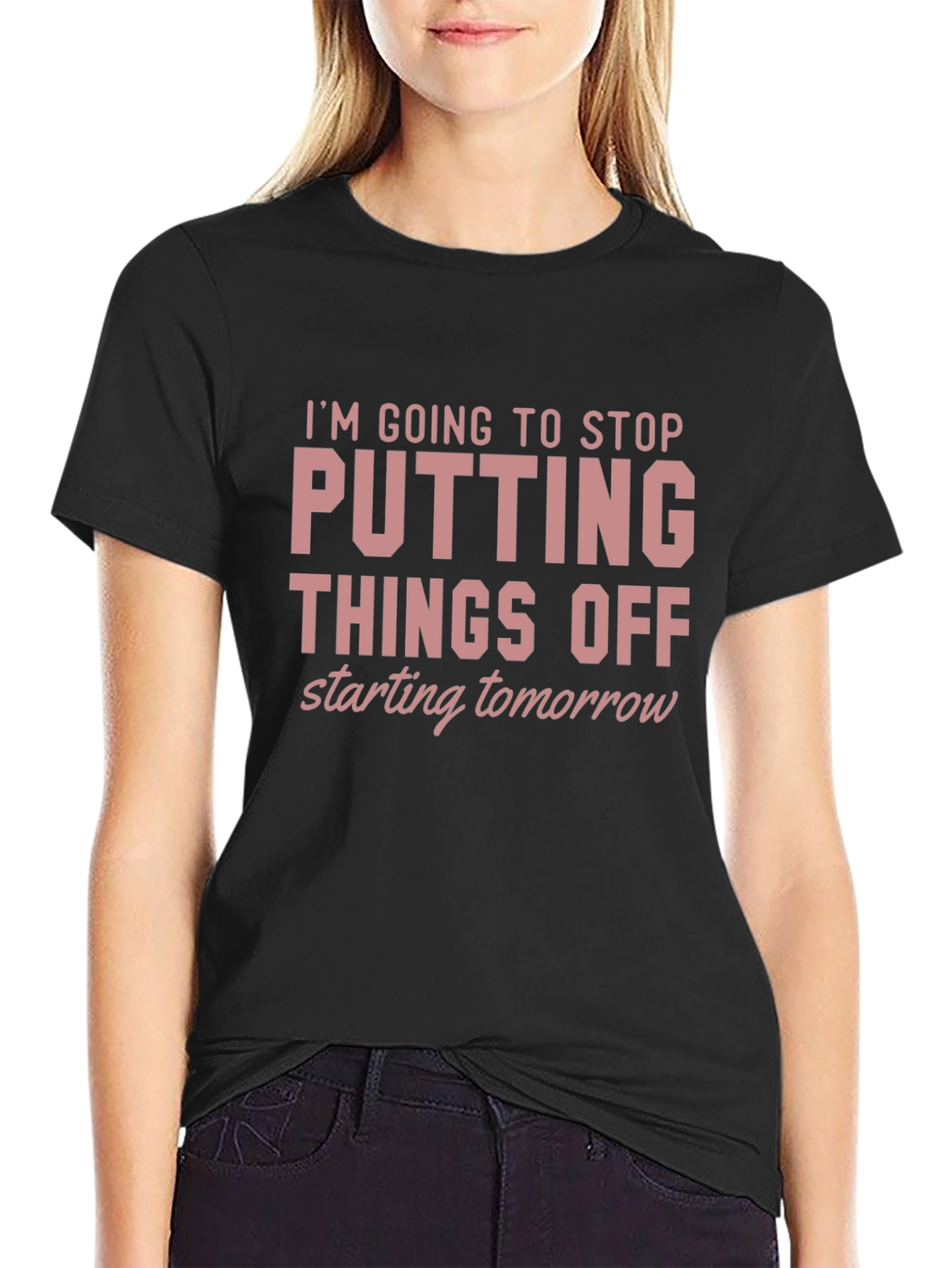 Black Procrastination T-Shirt - Funny Quote Tee view 2
