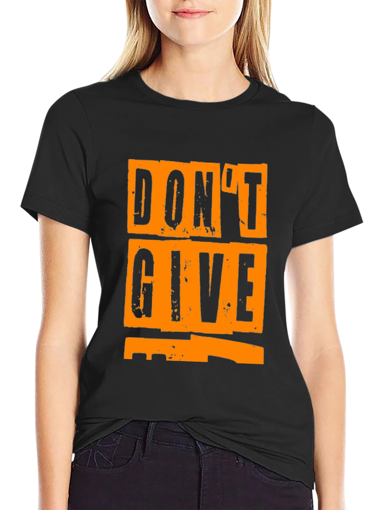 Black Don't Give Up Graphic T-Shirt - Motivational Tee view 2