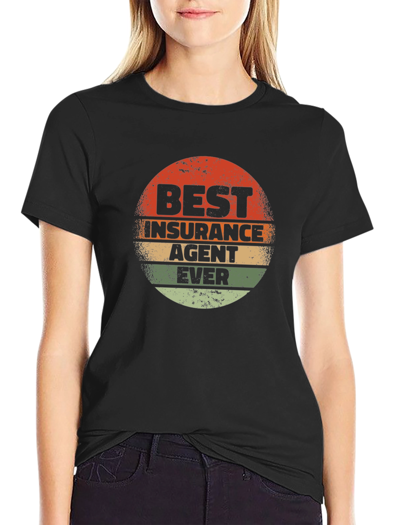 Black Best Insurance Agent Ever Retro T-Shirt view 2