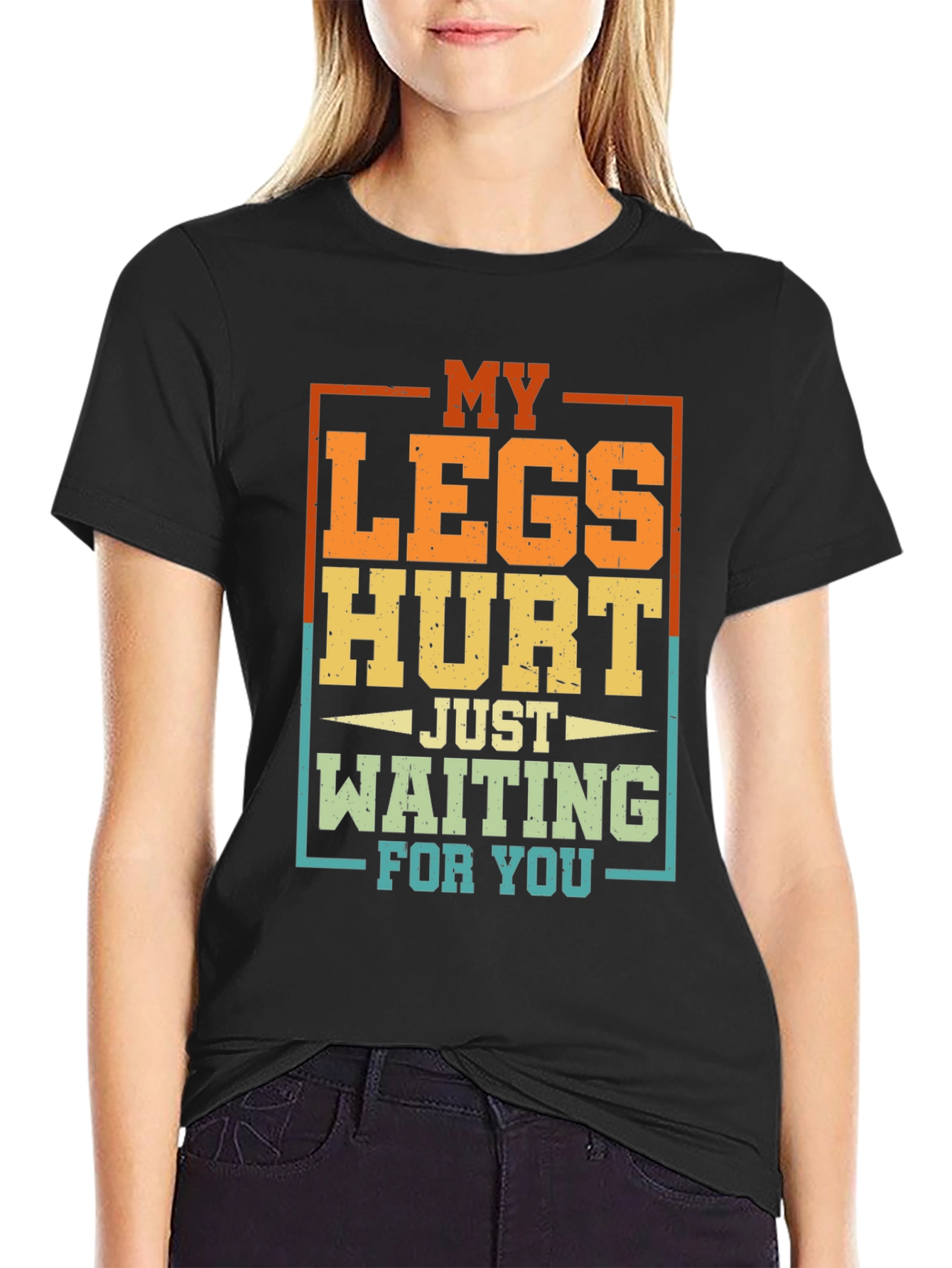 Black Funny My Legs Hurt Waiting For You Graphic T-Shirt view 2