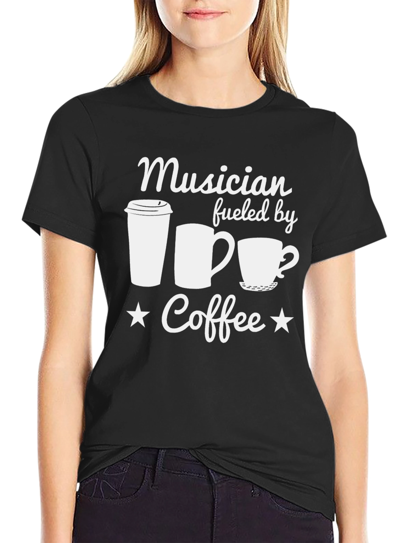 Black Musician Fueled By Coffee Graphic Tee view 2