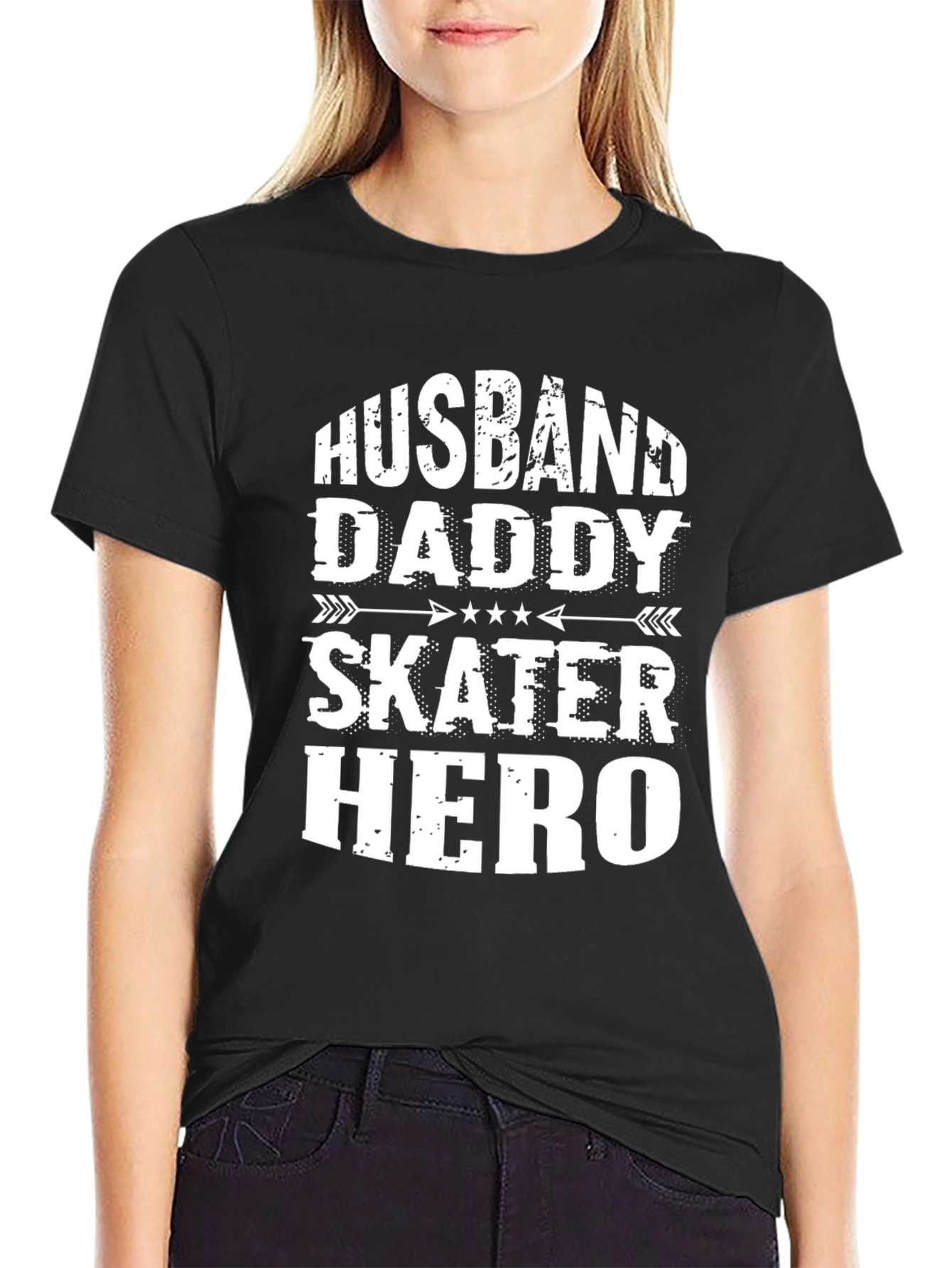 Black Husband Daddy Skater Hero Graphic Tee - Black view 2