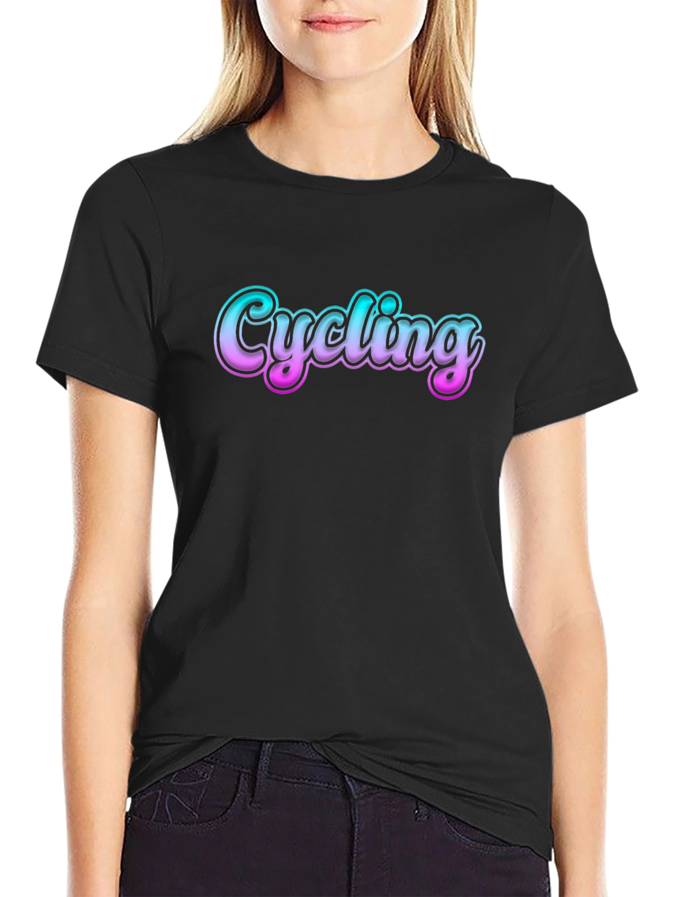 Black Cycling Graphic T-Shirt - Casual Cotton Tee for Cycling Lovers view 2