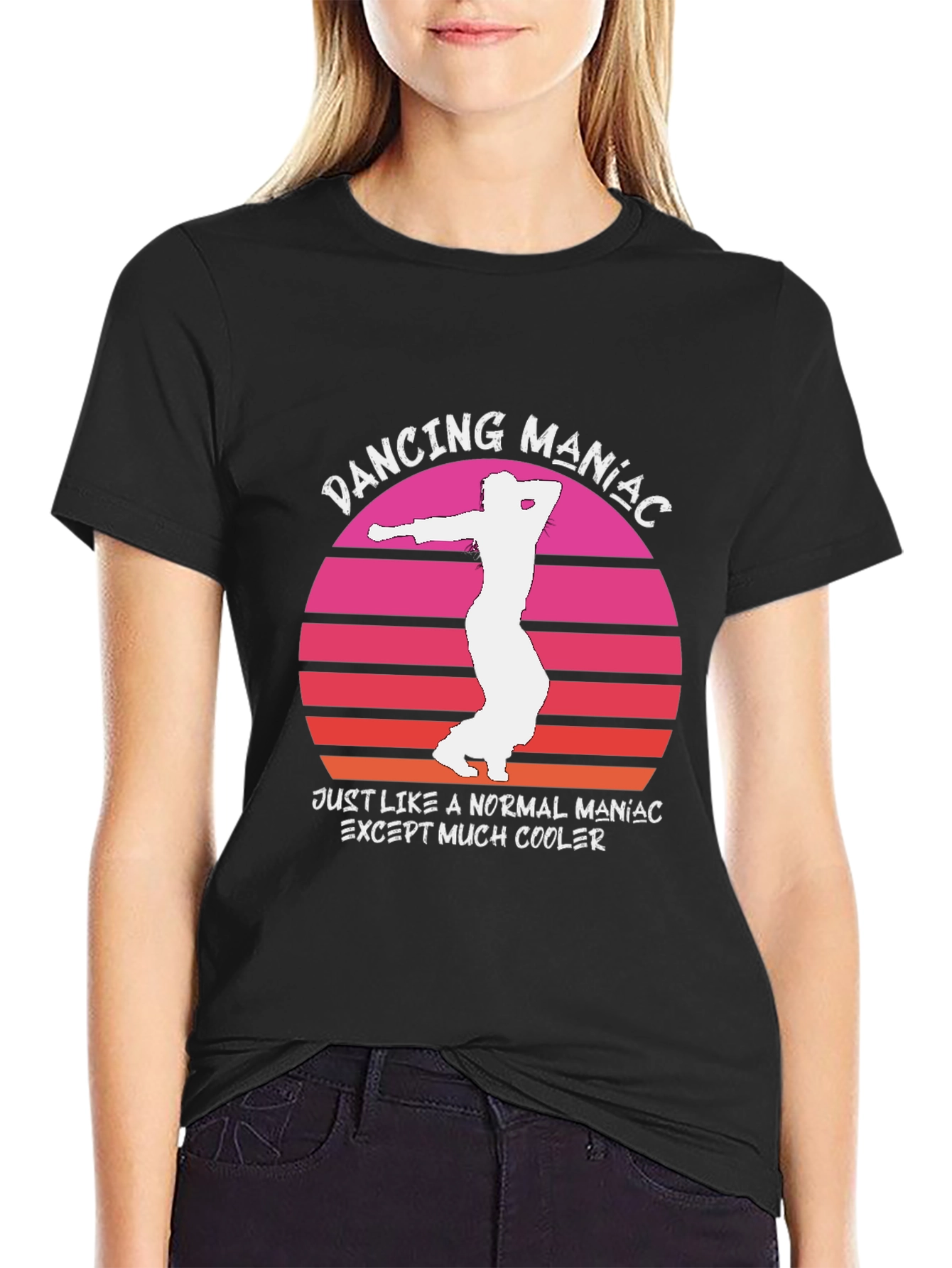 Black Dancing Maniac T-Shirt - Cool Retro Design view 2