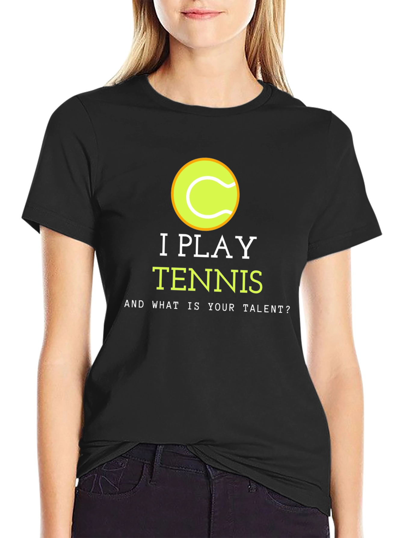 Black I Play Tennis T-Shirt - Funny Athlete Tee view 2