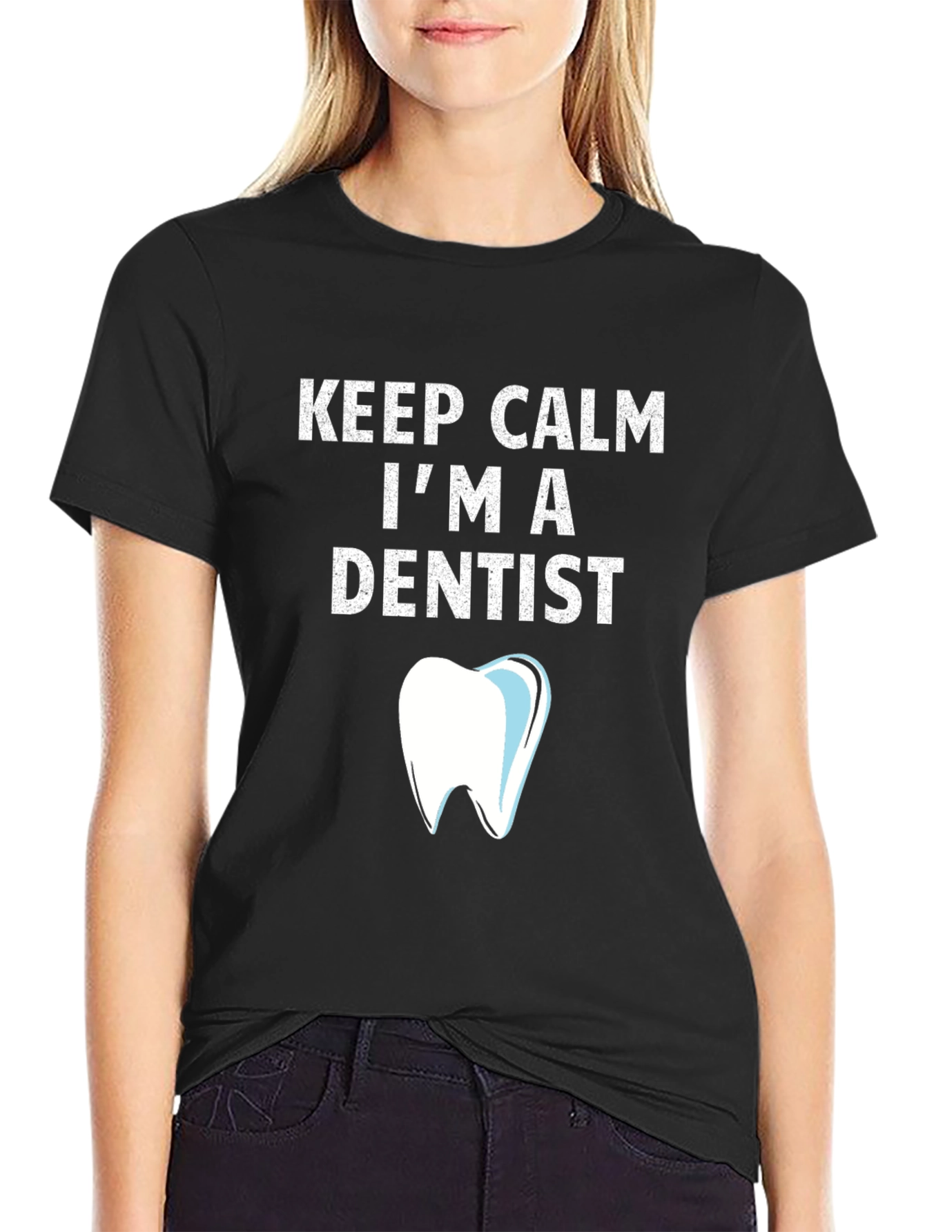 Black Keep Calm I'm A Dentist T-Shirt Funny Dental Tee view 2