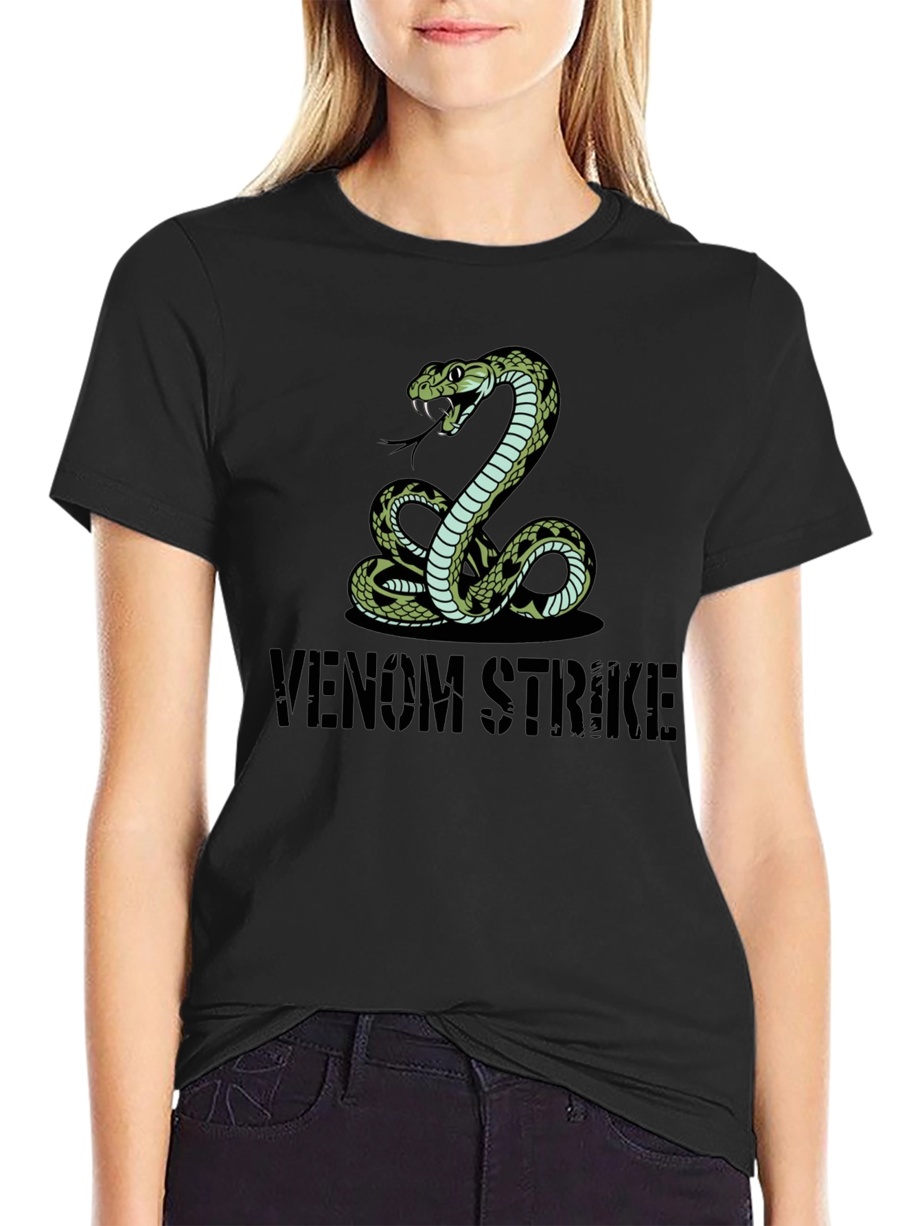 Black Venom Strike Snake Graphic Tee view 2