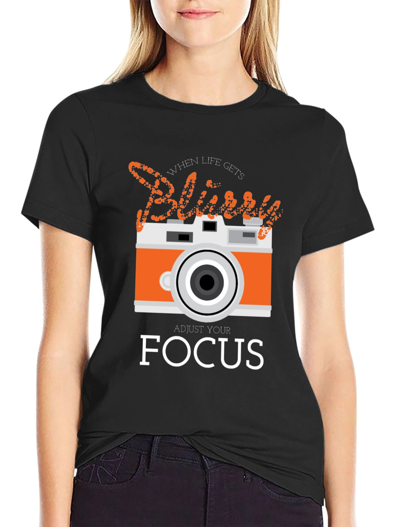 Black Adjust Your Focus Graphic Tee view 2