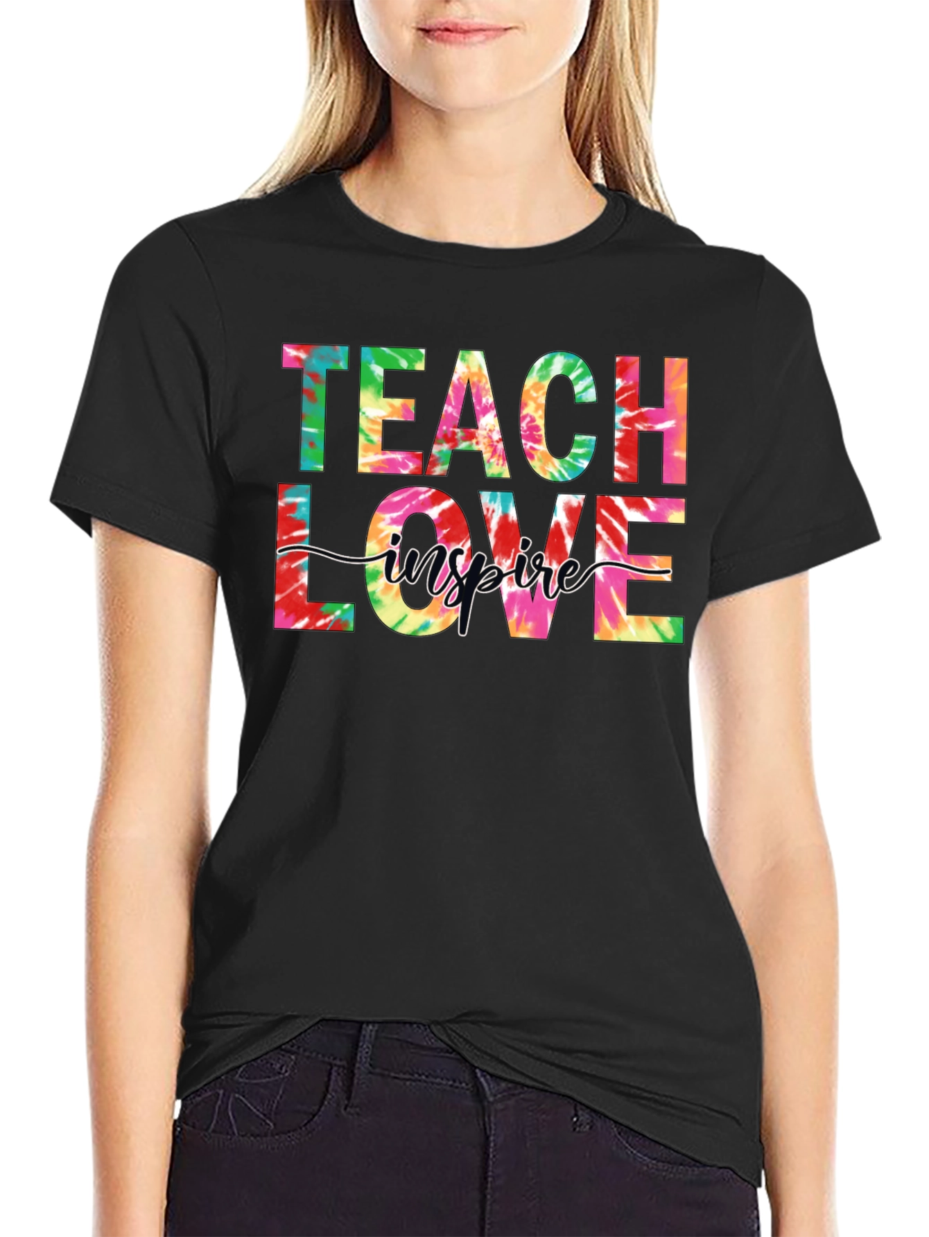 Black Teach Love Inspire Tie Dye Graphic Tee view 2