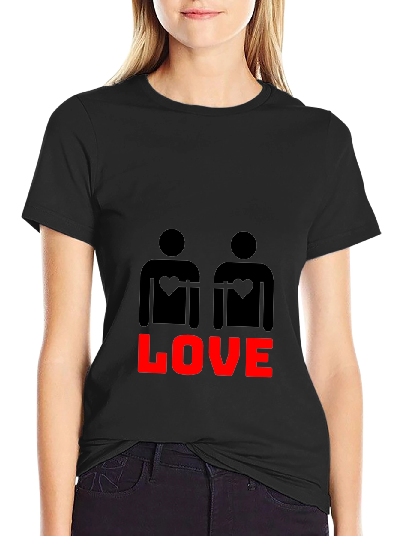 Black Love Wins Graphic Tee - Black Cotton Blend view 2