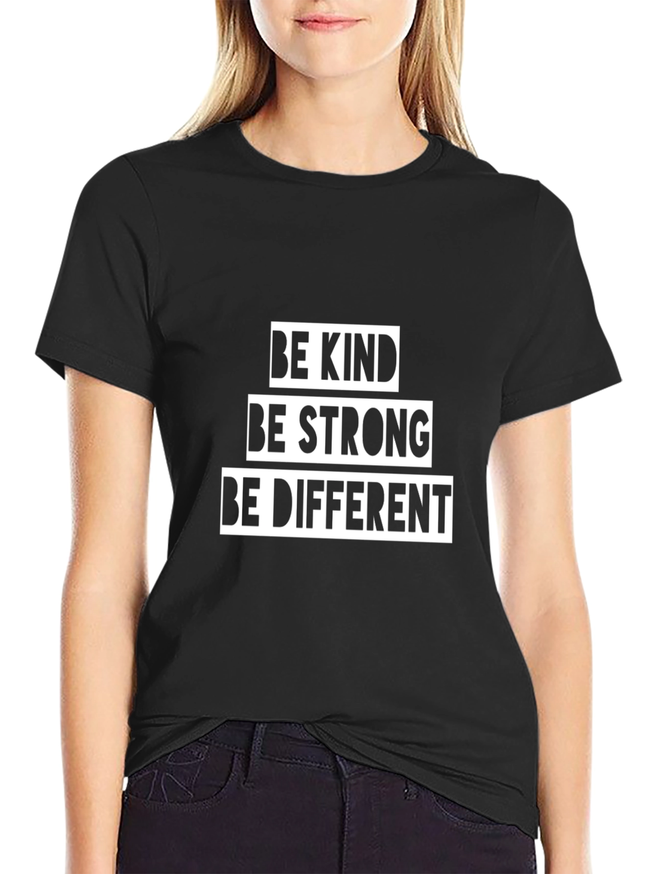 Black Be Kind, Be Strong, Be Different Graphic T-Shirt view 2