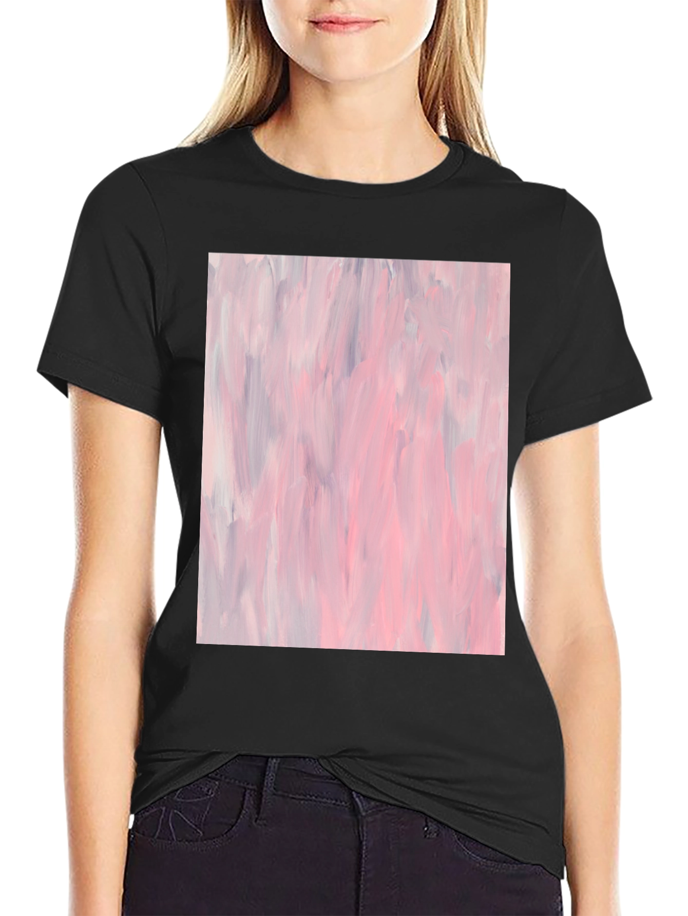 Black Abstract Art Black Cotton T-Shirt view 2