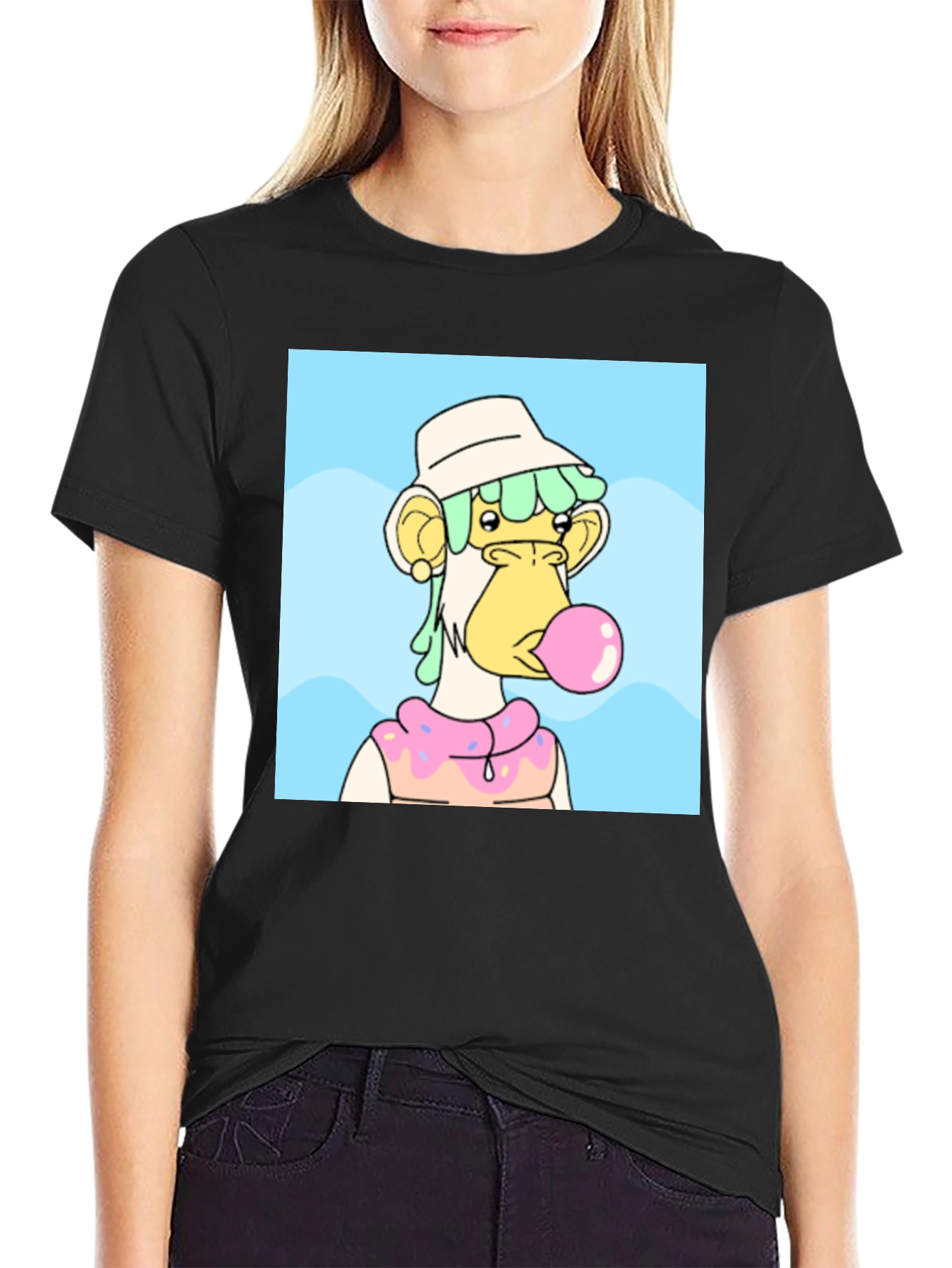 Black NFT Bubblegum Ape Graphic Tee - Black view 2