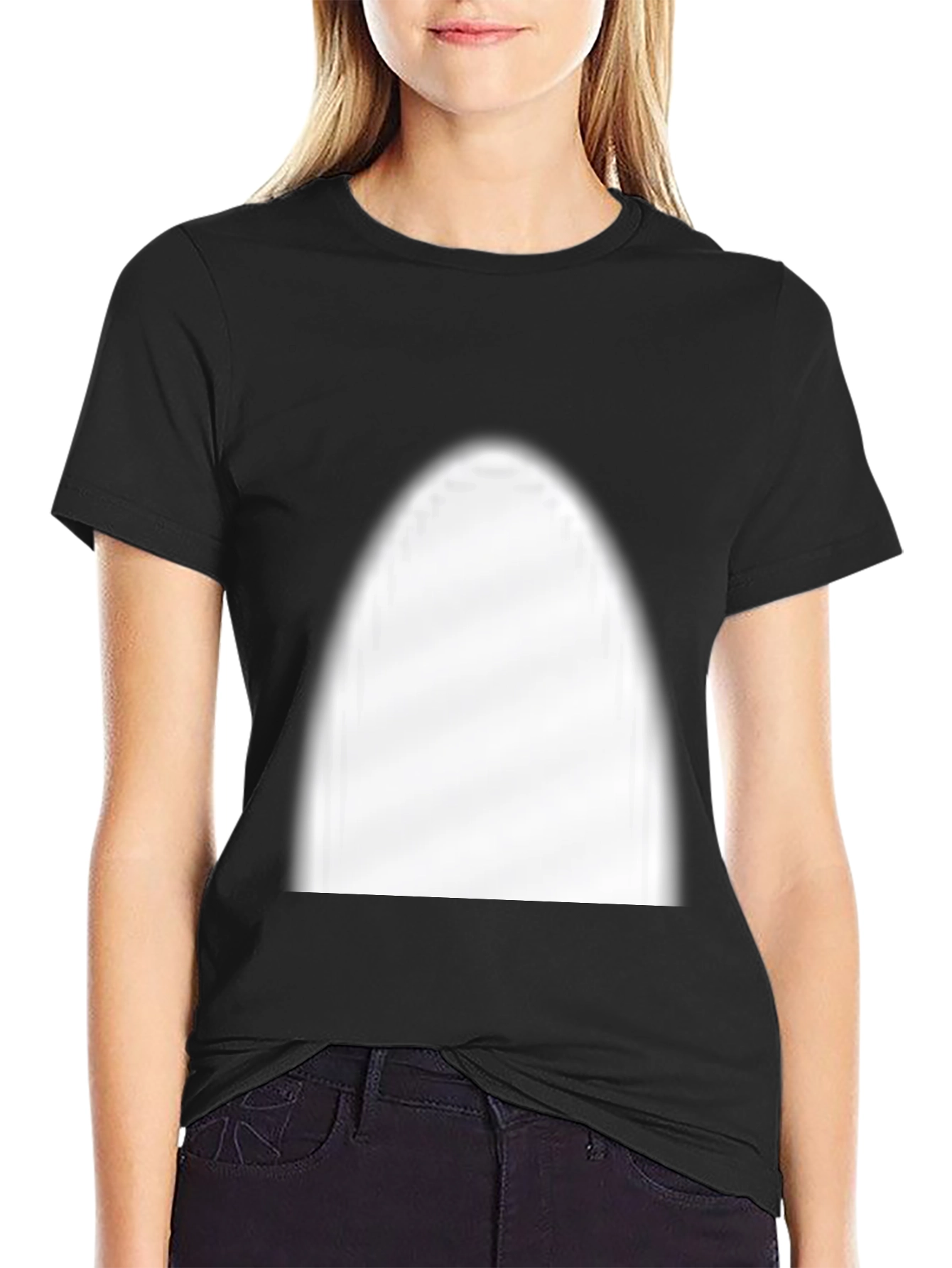 Black Black Graphic Tee - Unique White Print view 2