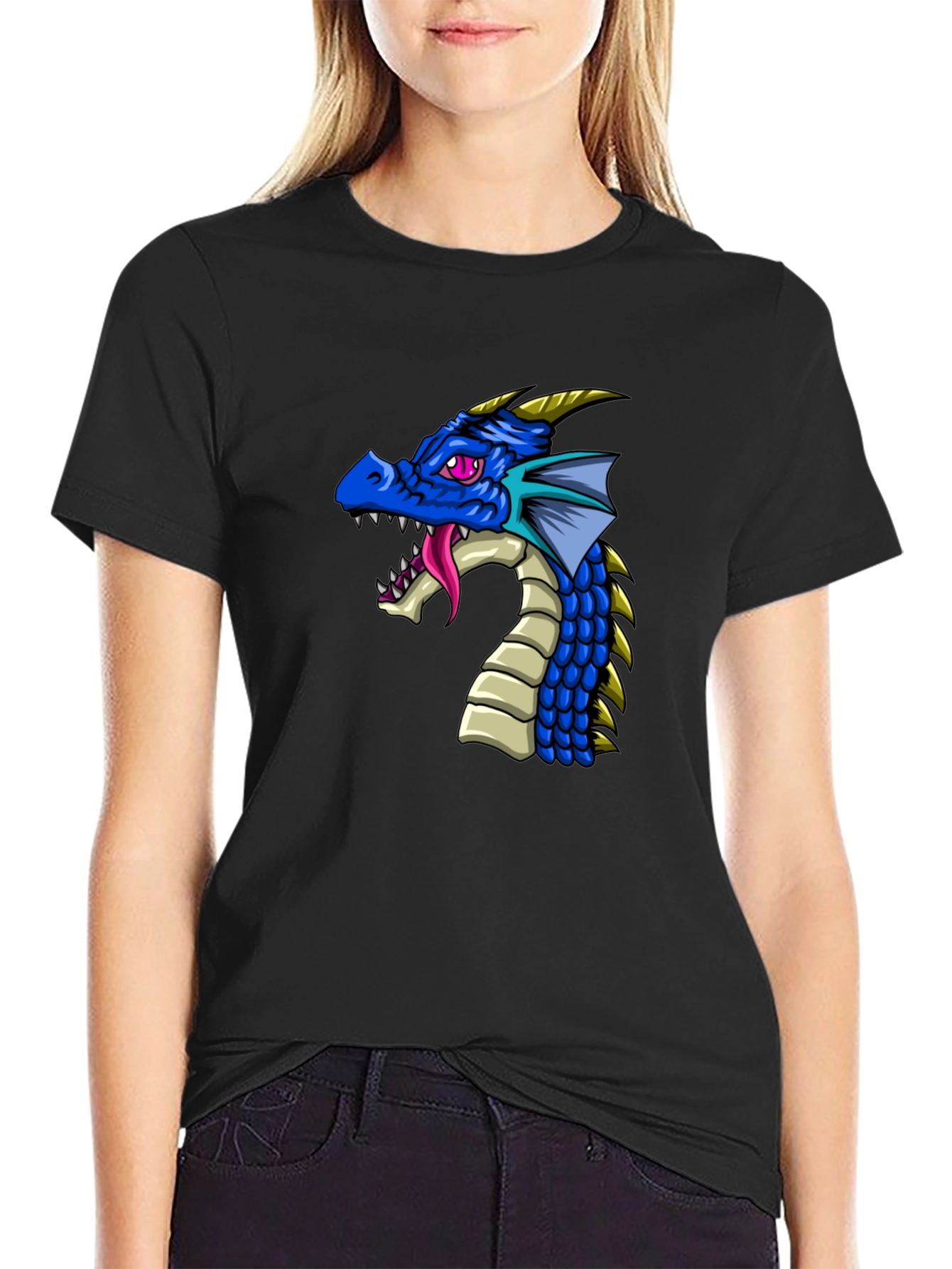Black Dragon Graphic Print Black T-Shirt view 2