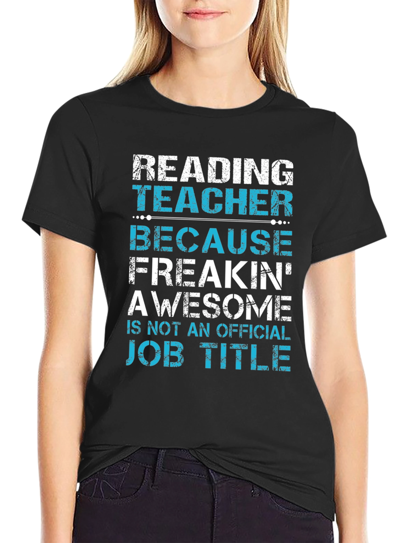 Black Reading Teacher Awesome Job Title T-Shirt view 2