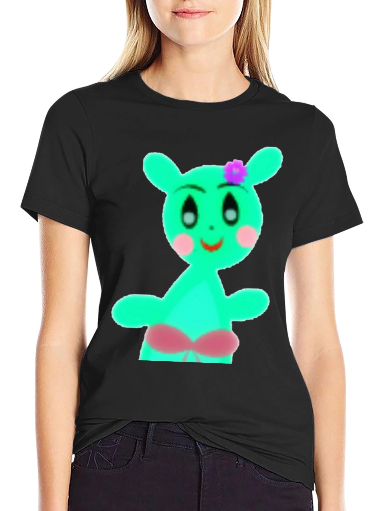 Black Funky Cartoon T-Shirt - Unique Design view 2