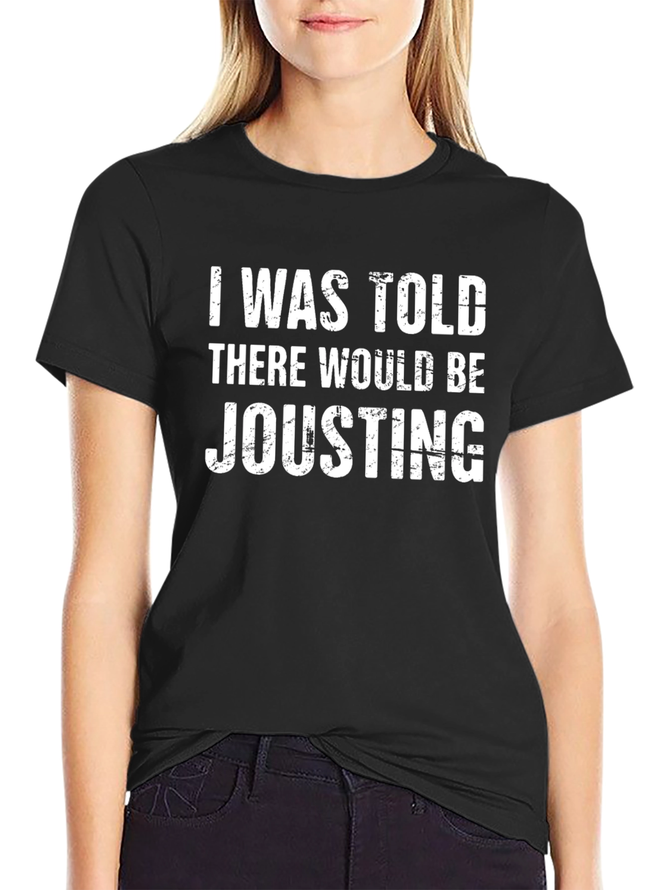 Black Humorous Jousting Graphic T-Shirt - Black view 2