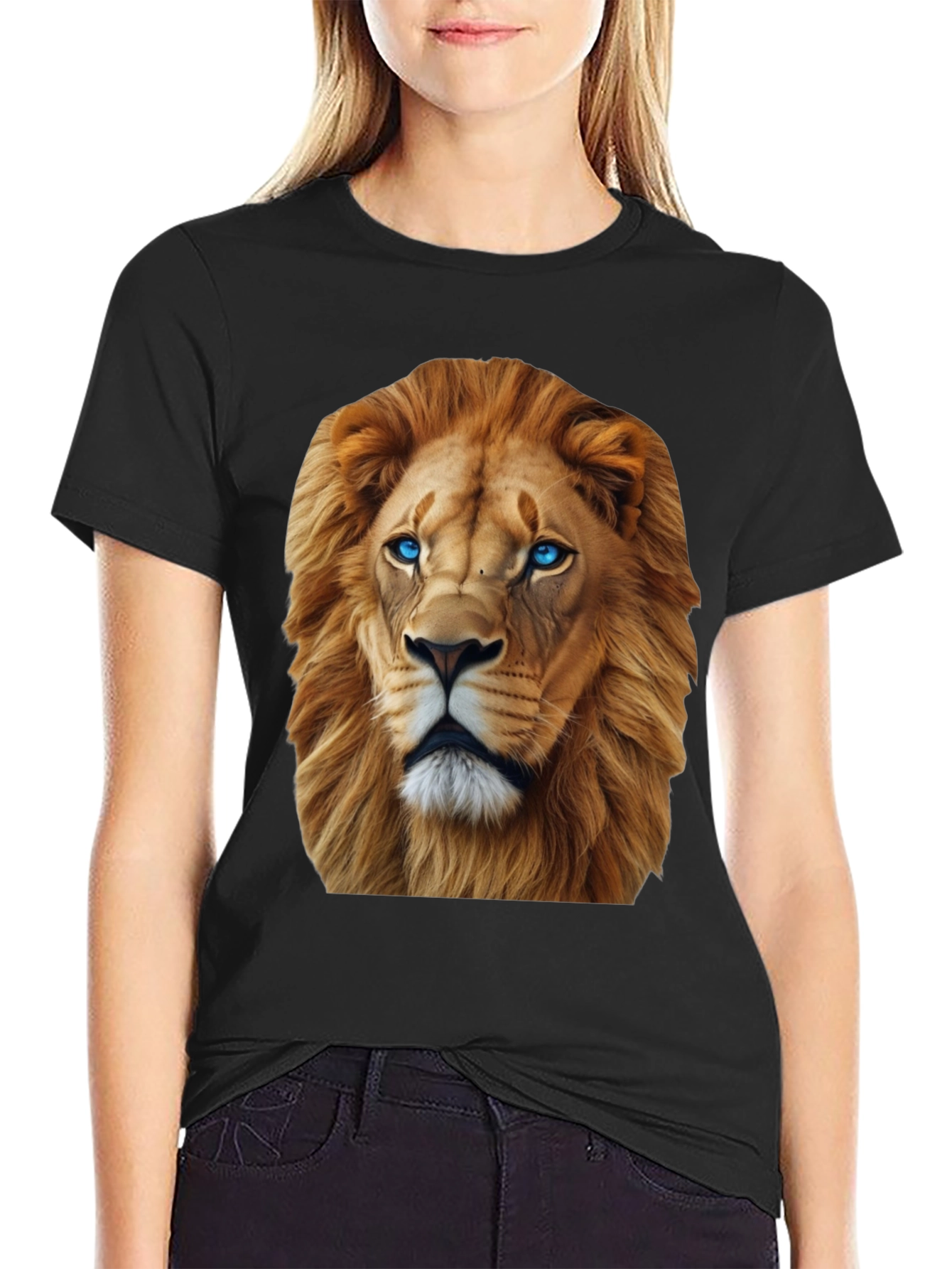 Black Lion Graphic Tee - Bold Animal Print view 2
