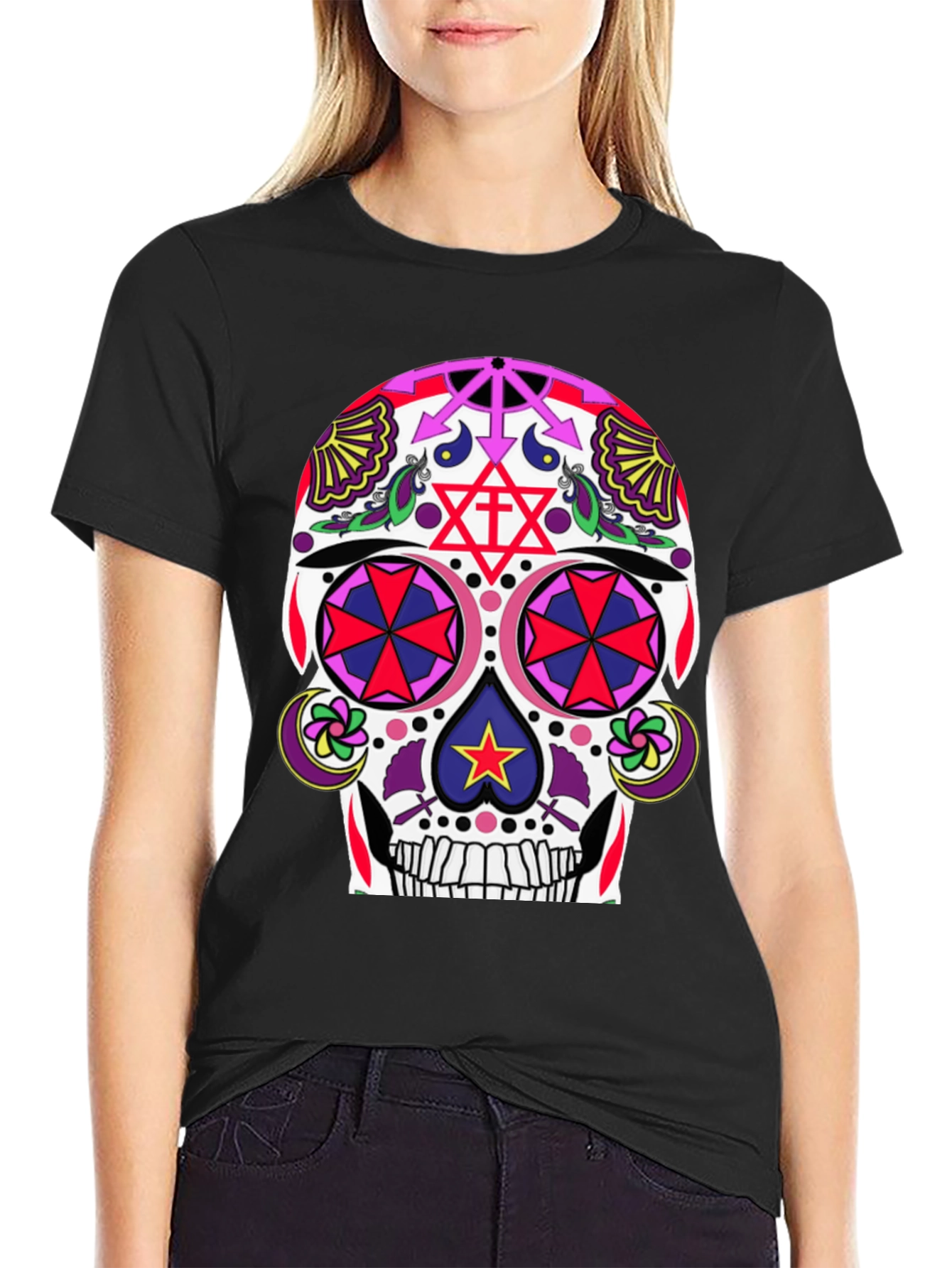 Black Sugar Skull T-Shirt - Day of the Dead view 2