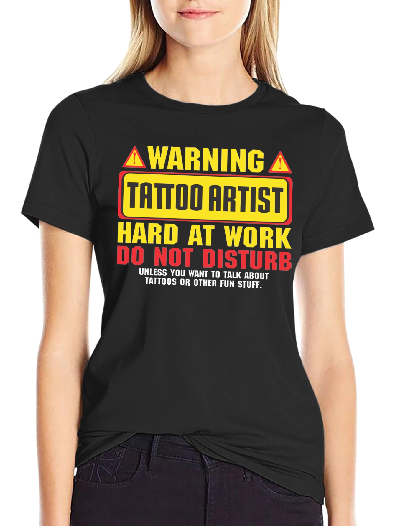 Black Tattoo Artist Warning Graphic T-Shirt view 2
