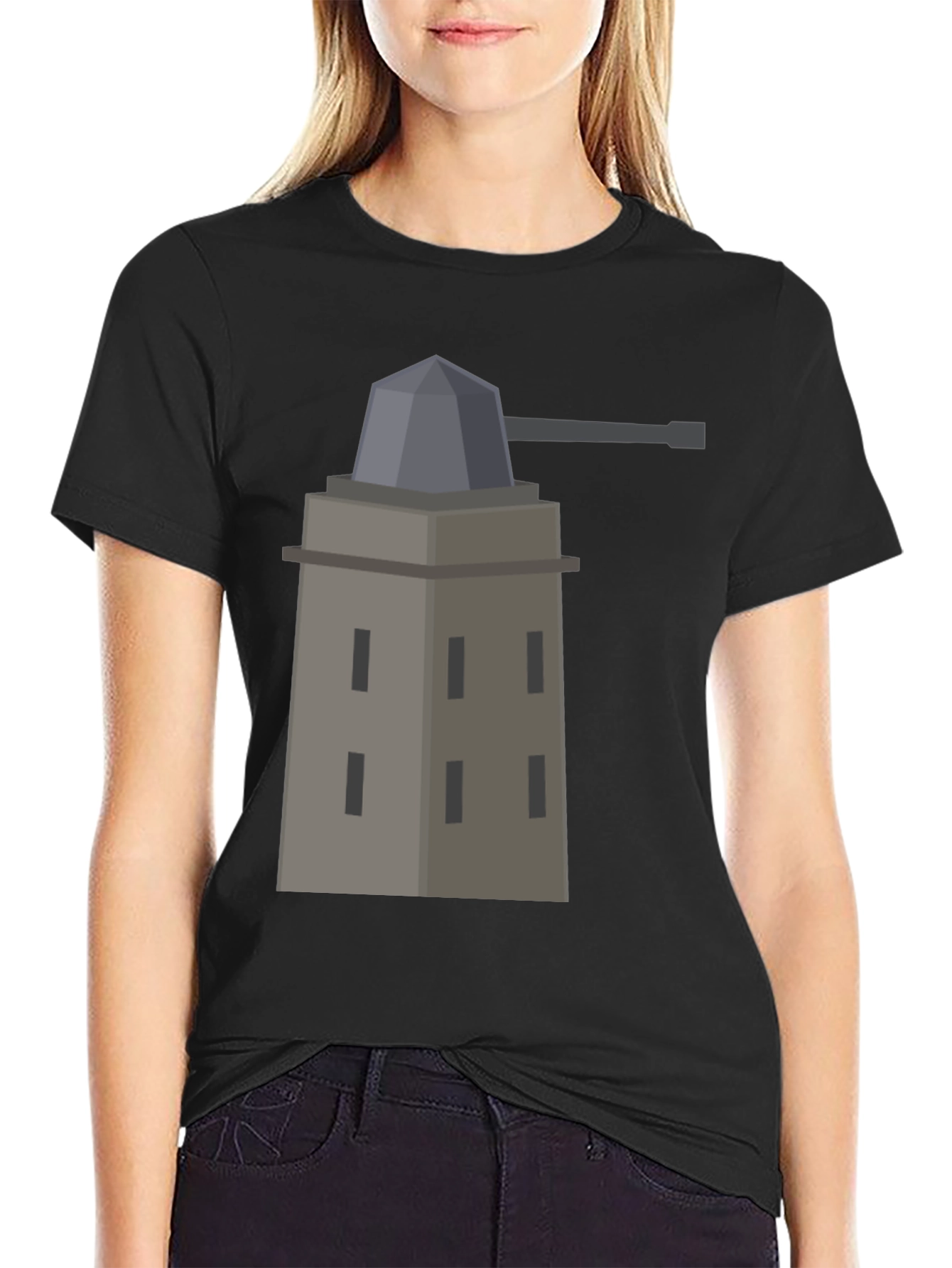 Black Fort Tee - Novelty Graphic Print T-Shirt view 2