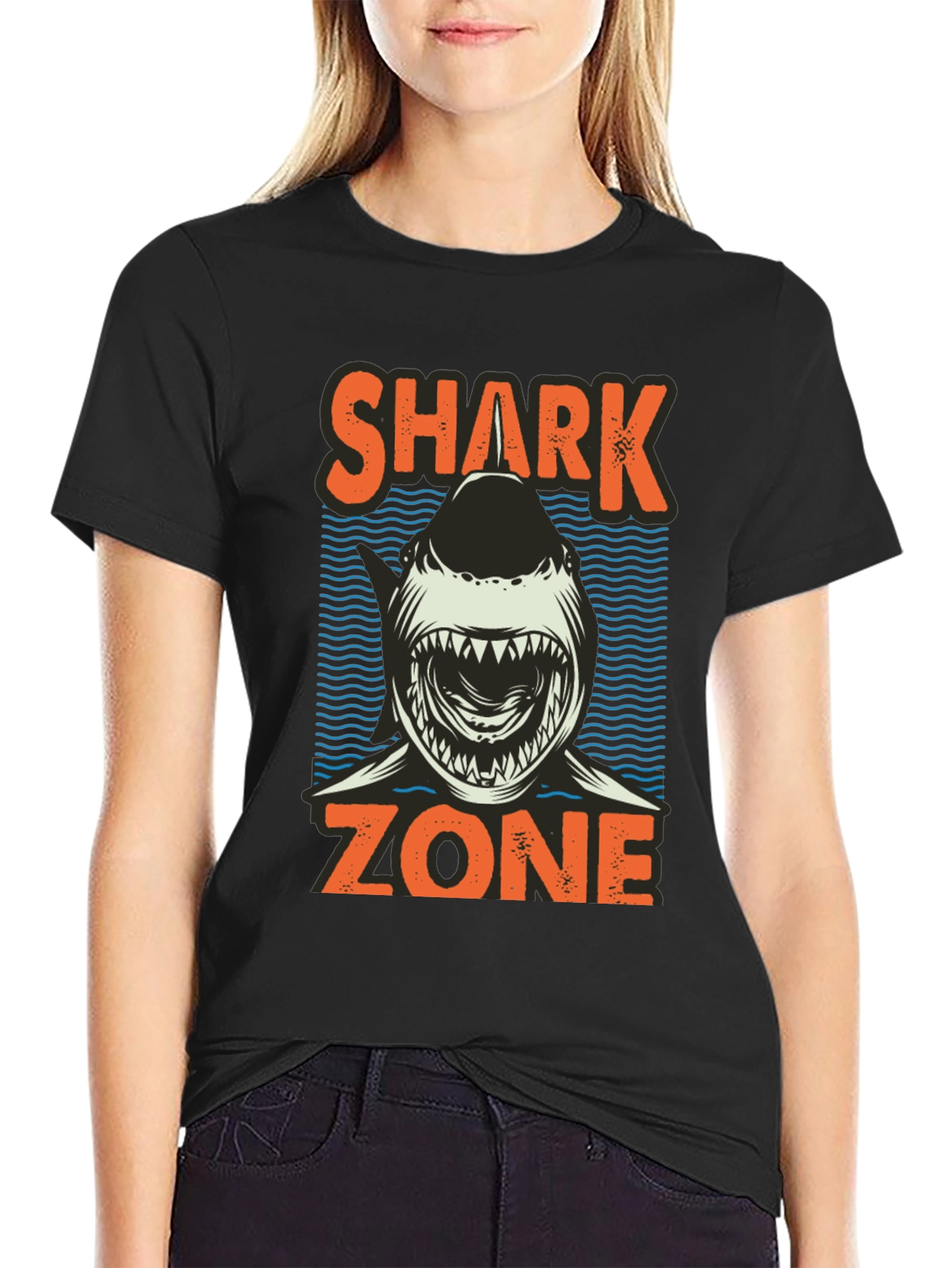 Black Shark Zone Graphic T-Shirt - Casual Style view 2