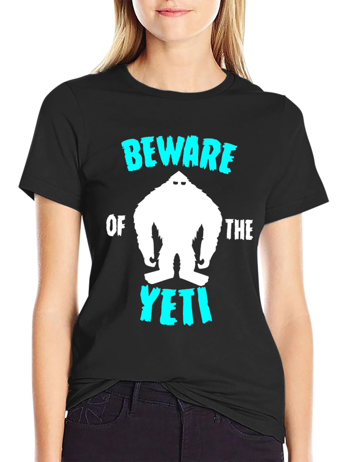 Black Beware of the Yeti Graphic T-Shirt view 2